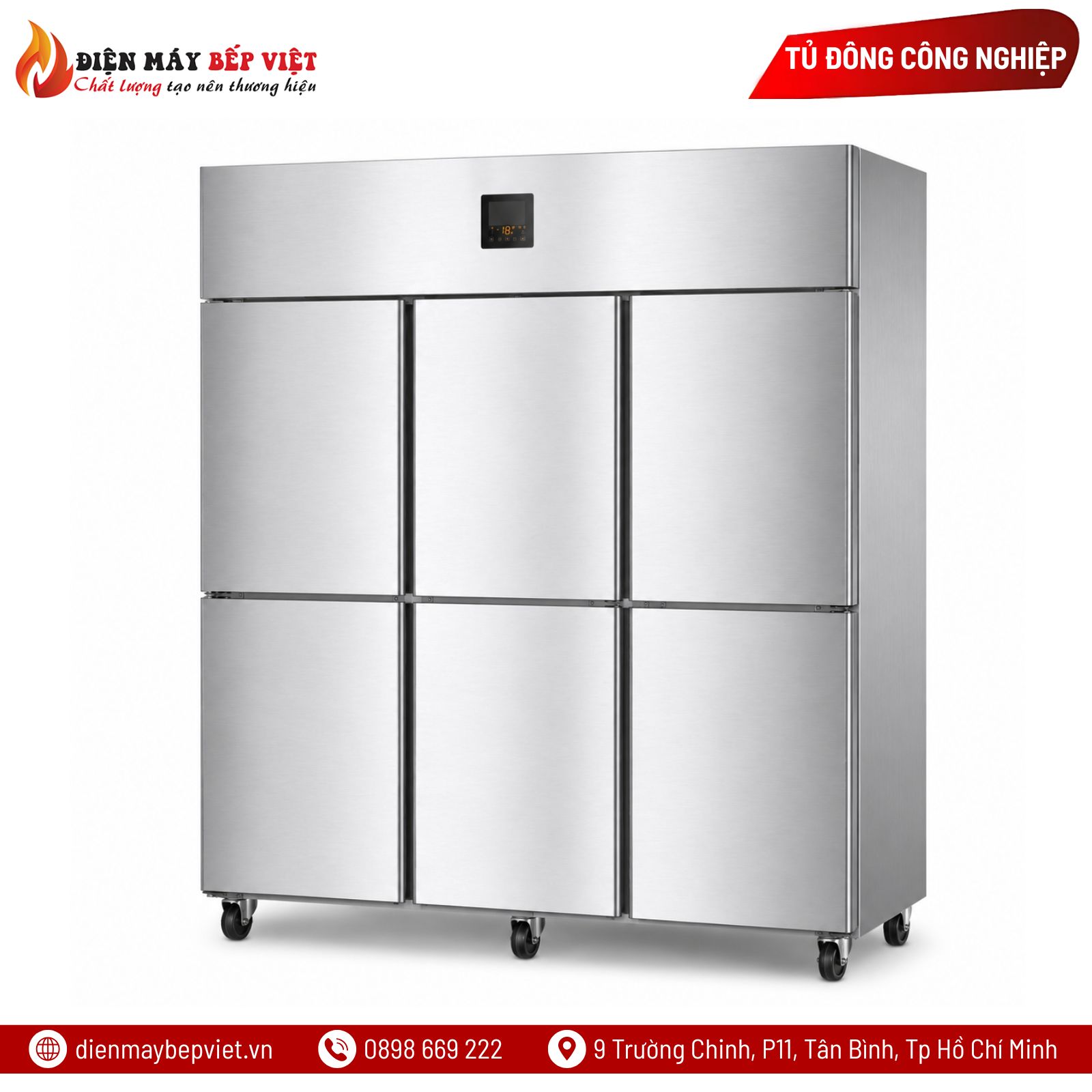 Tủ Đông Mát Inox 6 Cánh Quạt Lạnh Snow Village SLLDZ4-1300LD