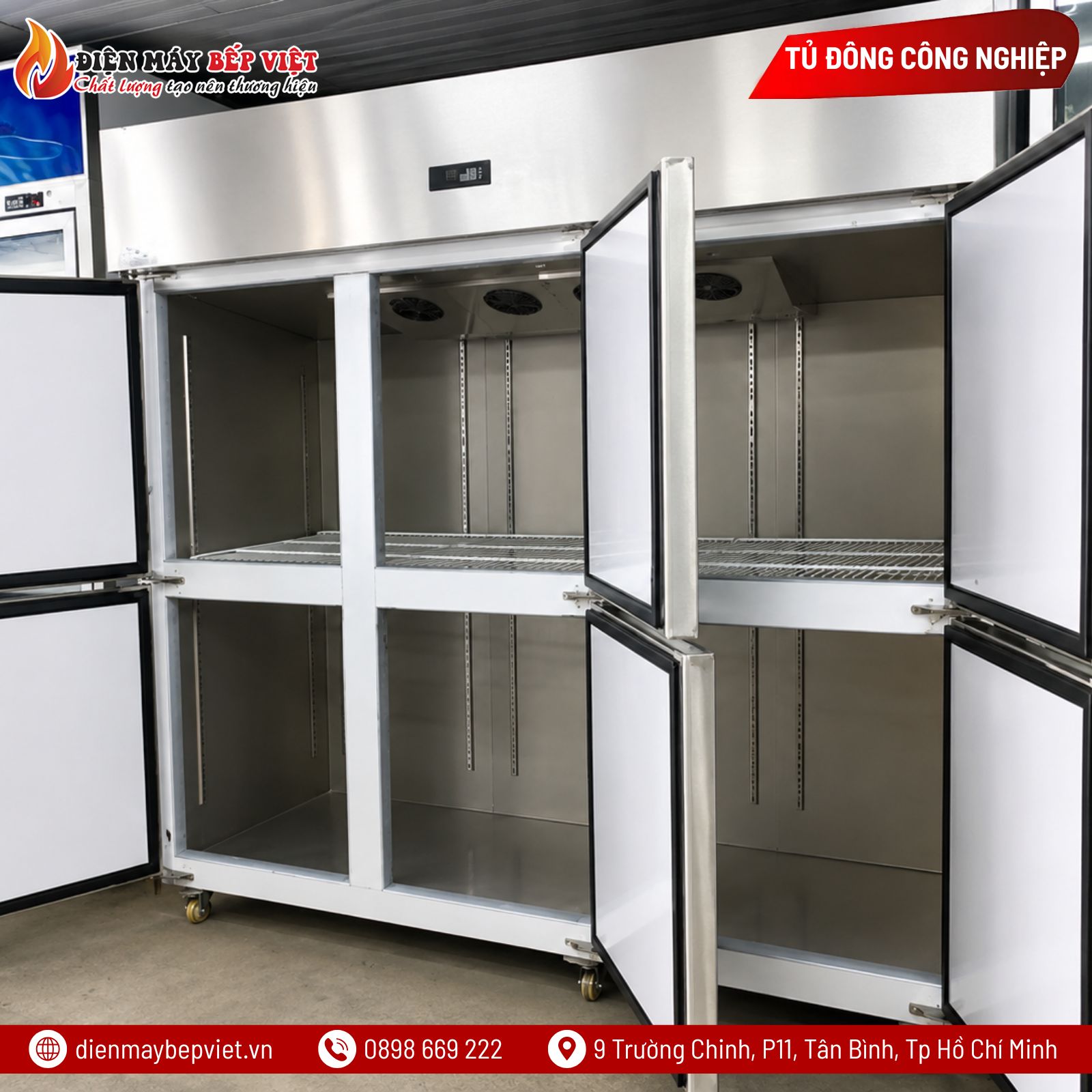 Tủ Đông Mát Inox 6 Cánh Quạt Lạnh Snow Village SLLDZ4-1300LD