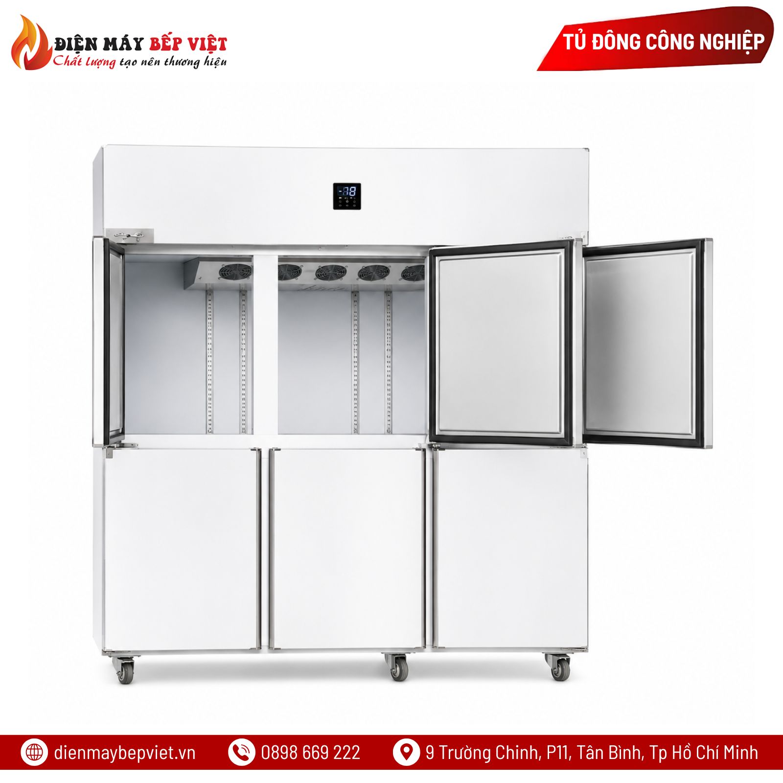 Tủ Đông Mát Inox 6 Cánh Quạt Lạnh Snow Village SLLDZ4-1300LD