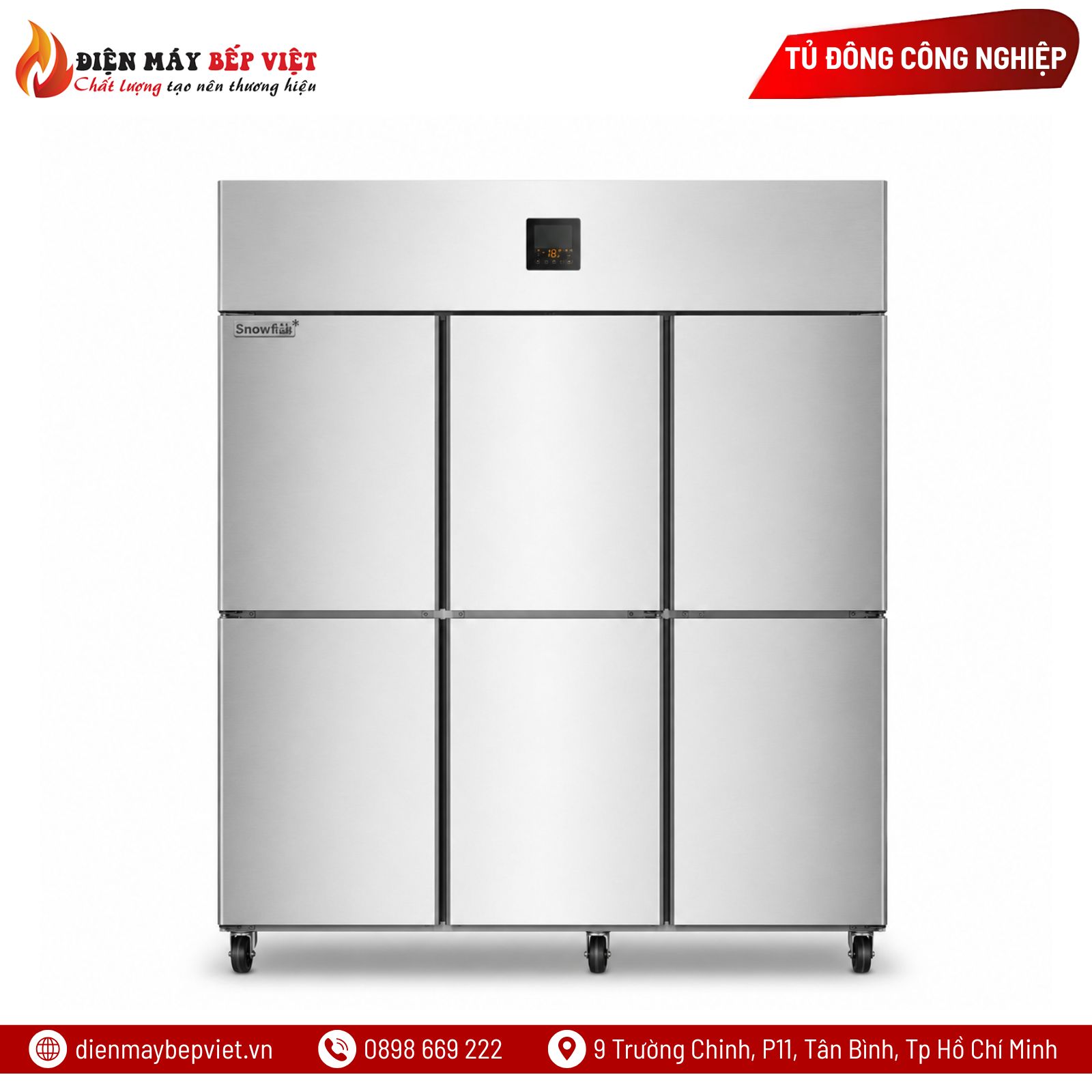 Tủ Đông Mát Inox 6 Cánh Quạt Lạnh Snow Village SLLDZ4-1300LD