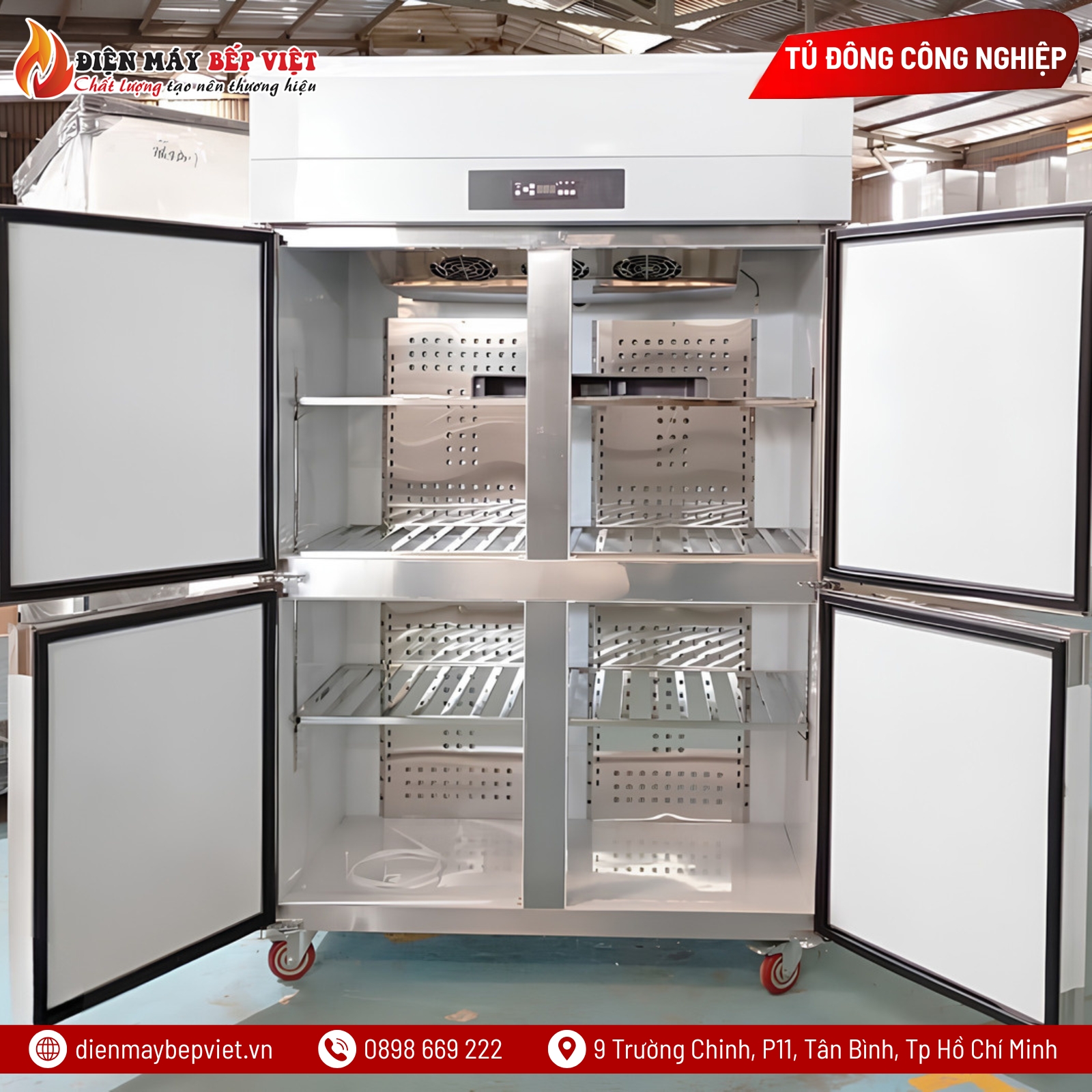 Tủ Đông Mát Quạt Lạnh 4 Cánh Inox Lightcool LS-1200F-4C1