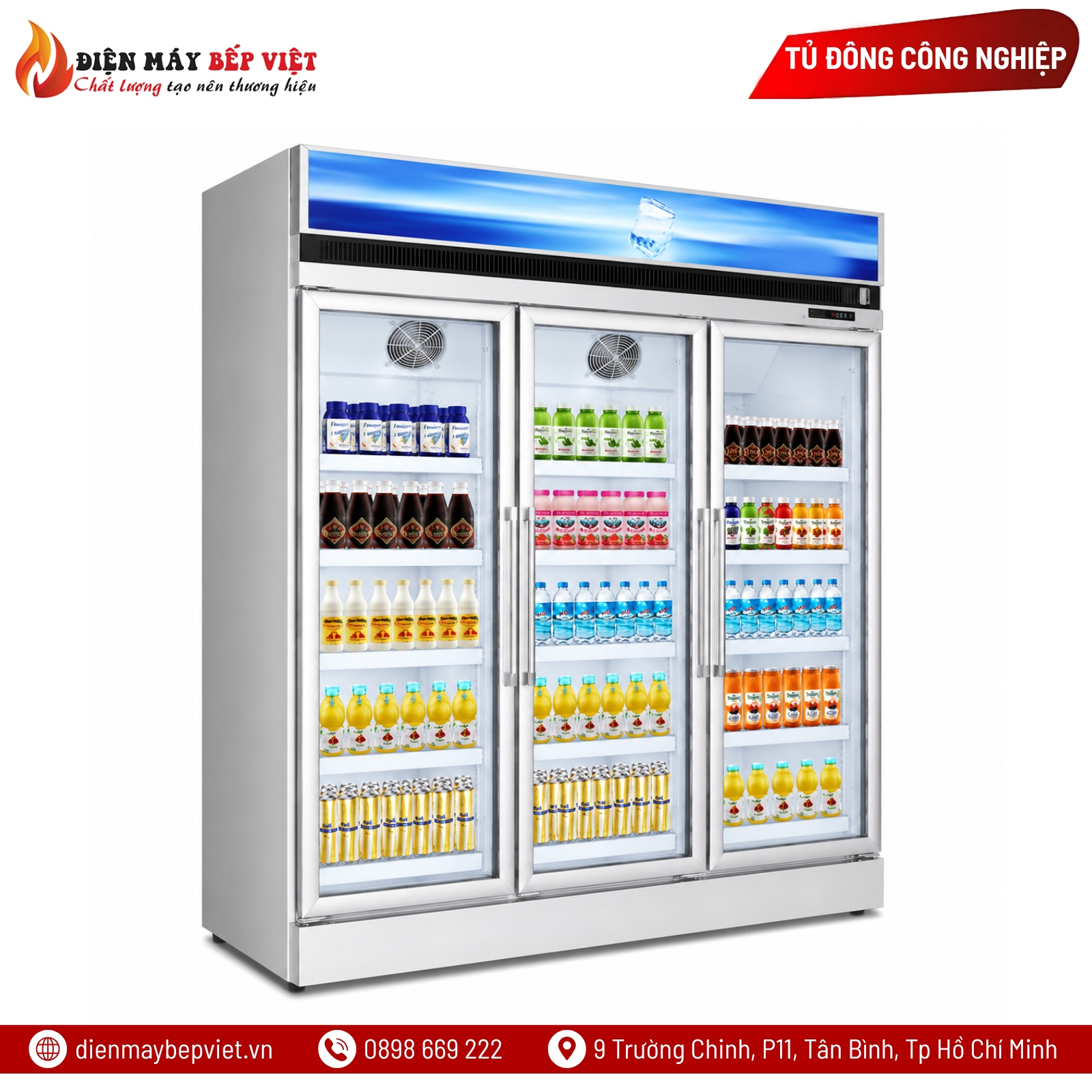 Tủ Đông Siêu Thị 3 Cánh Kính Kistem KIS-XS144F3Y