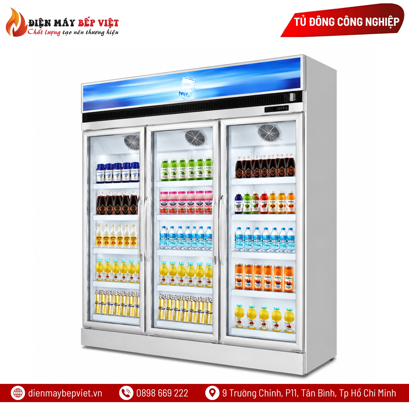 Tủ Đông Siêu Thị 3 Cánh Kính Kistem KIS-XS144F3Y