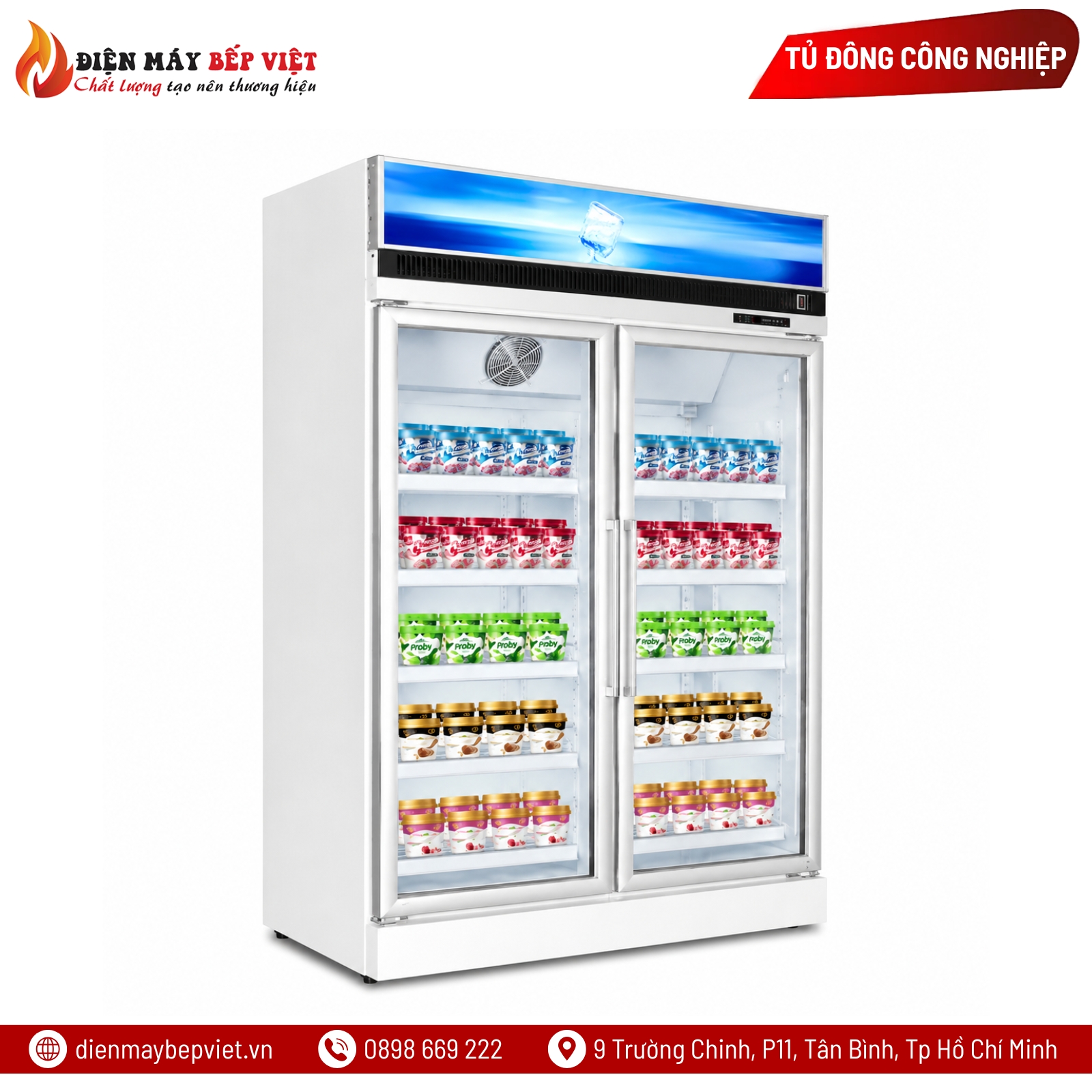 Tủ Đông Trưng Bày 2 Cánh Kính Kistem KIS-XS92F2Y