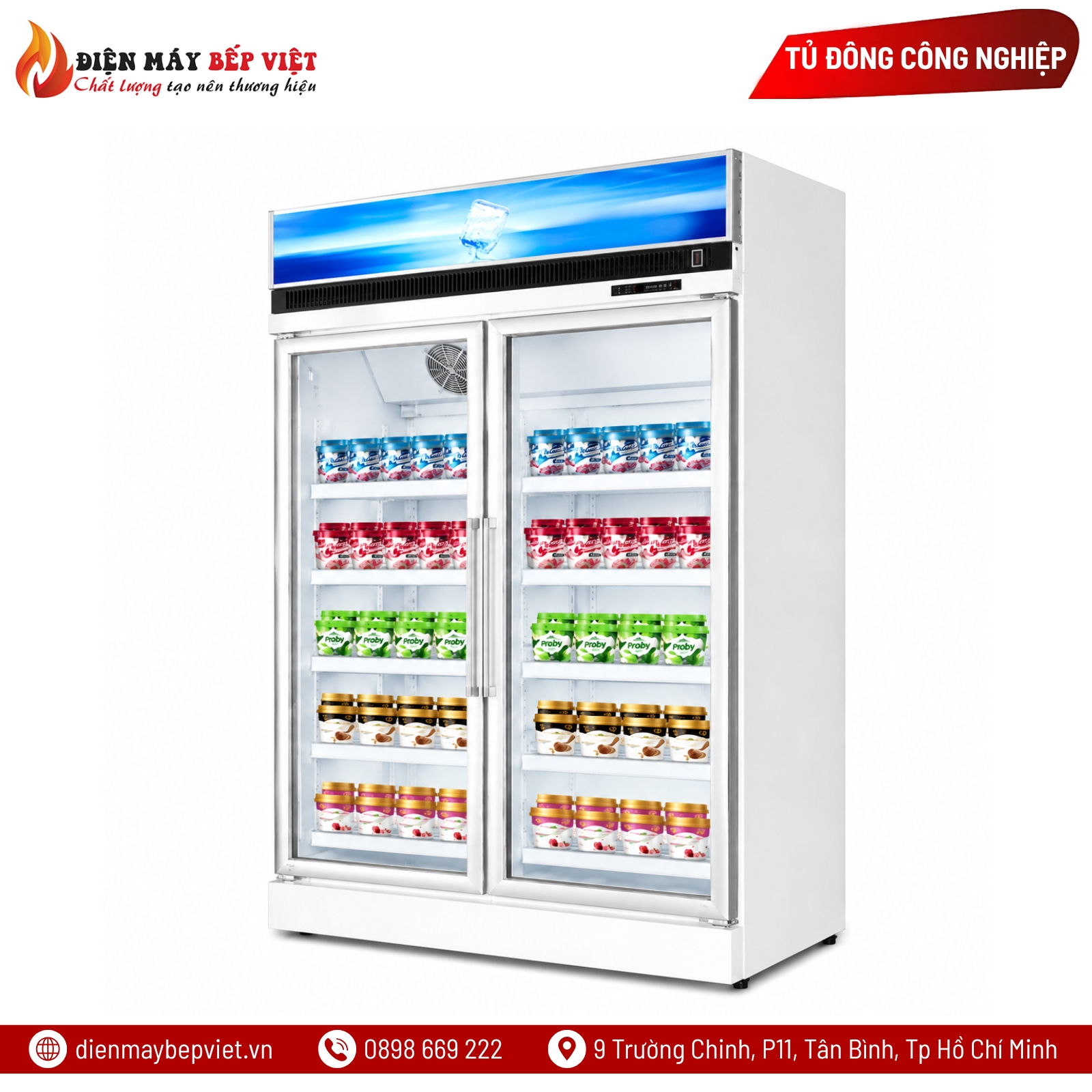 Tủ Đông Trưng Bày 2 Cánh Kính Kistem KIS-XS92F2Y