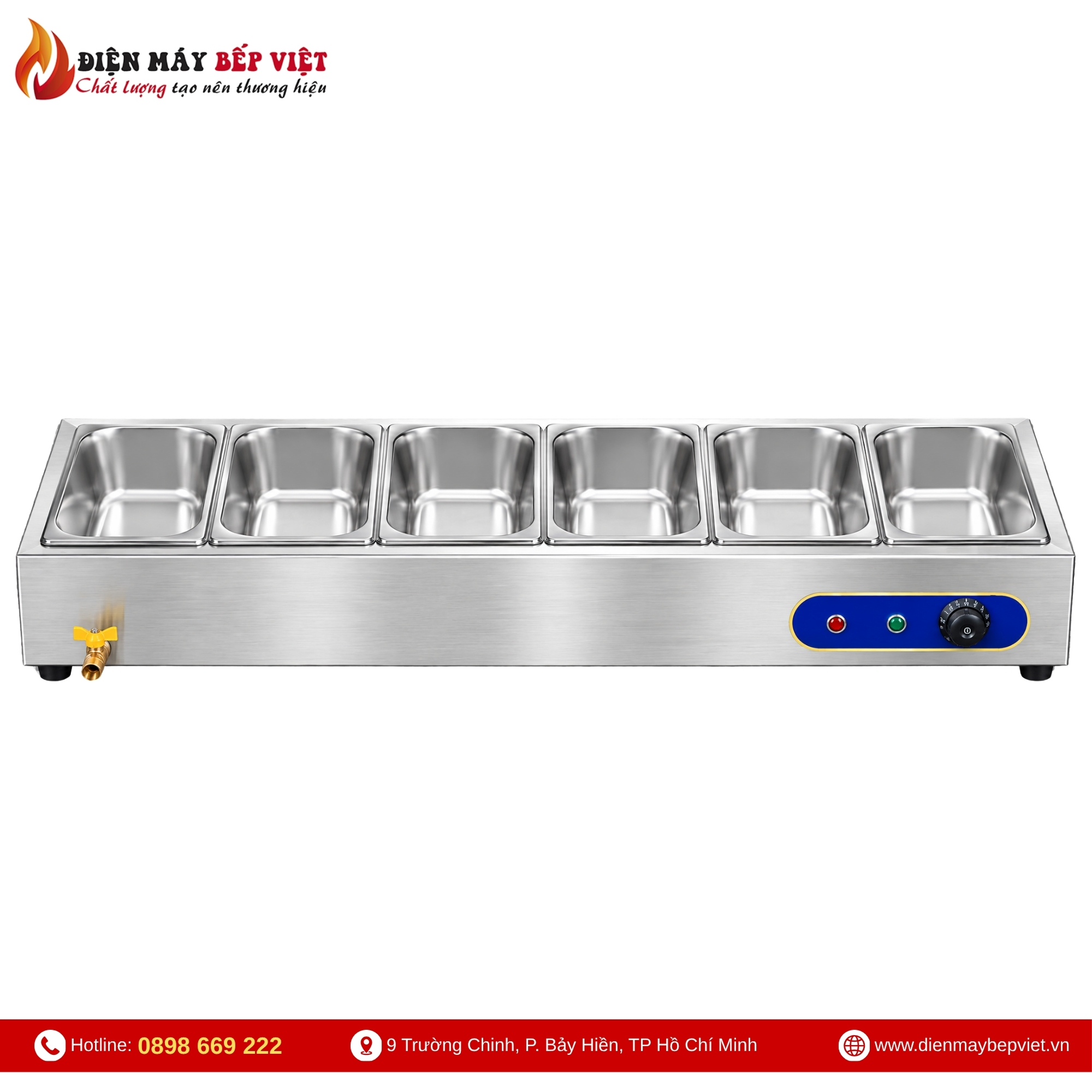 Tủ Giữ Nóng Thức Ăn Để Bàn 1 Hàng 6 Khay 1/2