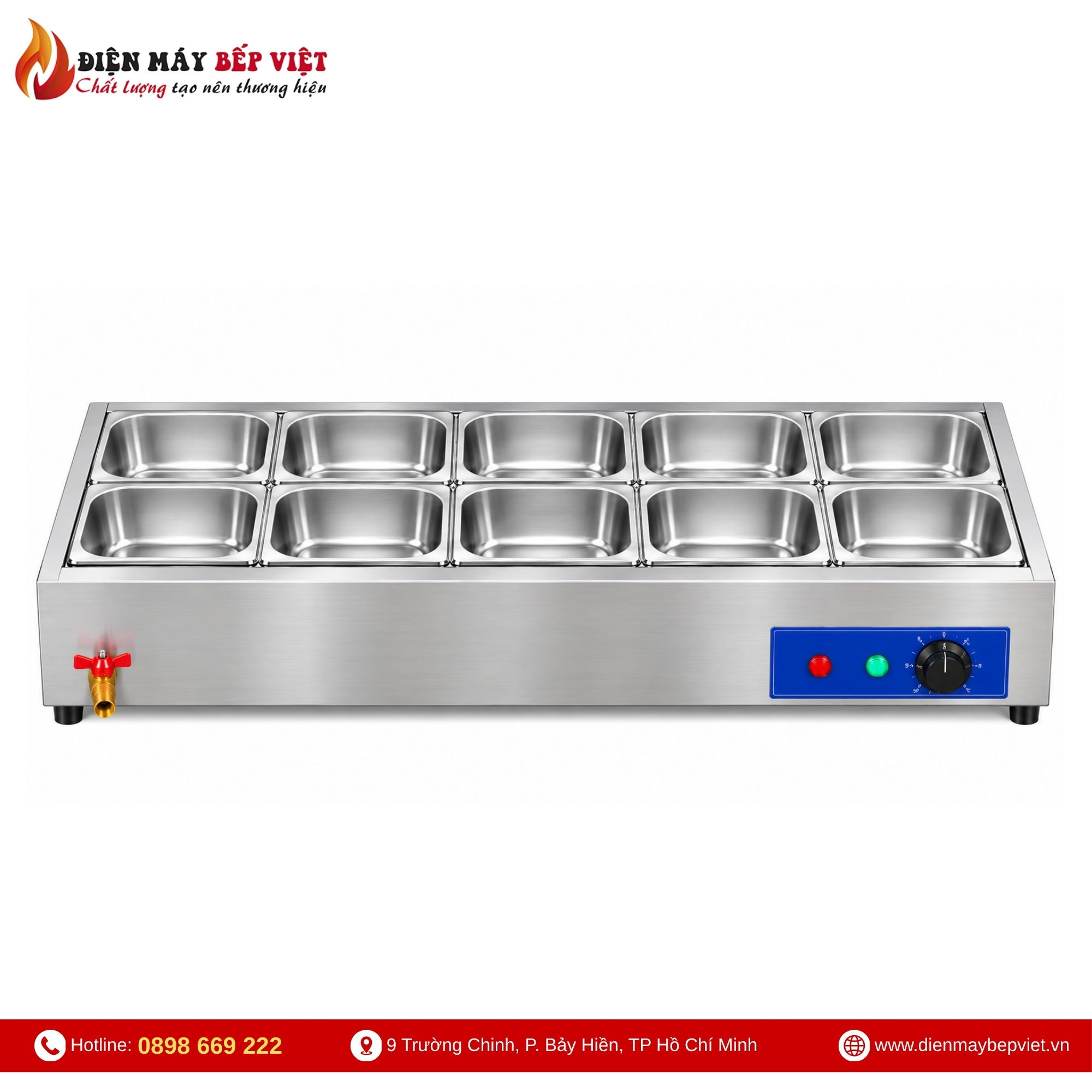 Tủ Giữ Nóng Thức Ăn Để Bàn 2 Hàng 10 Khay 1/2