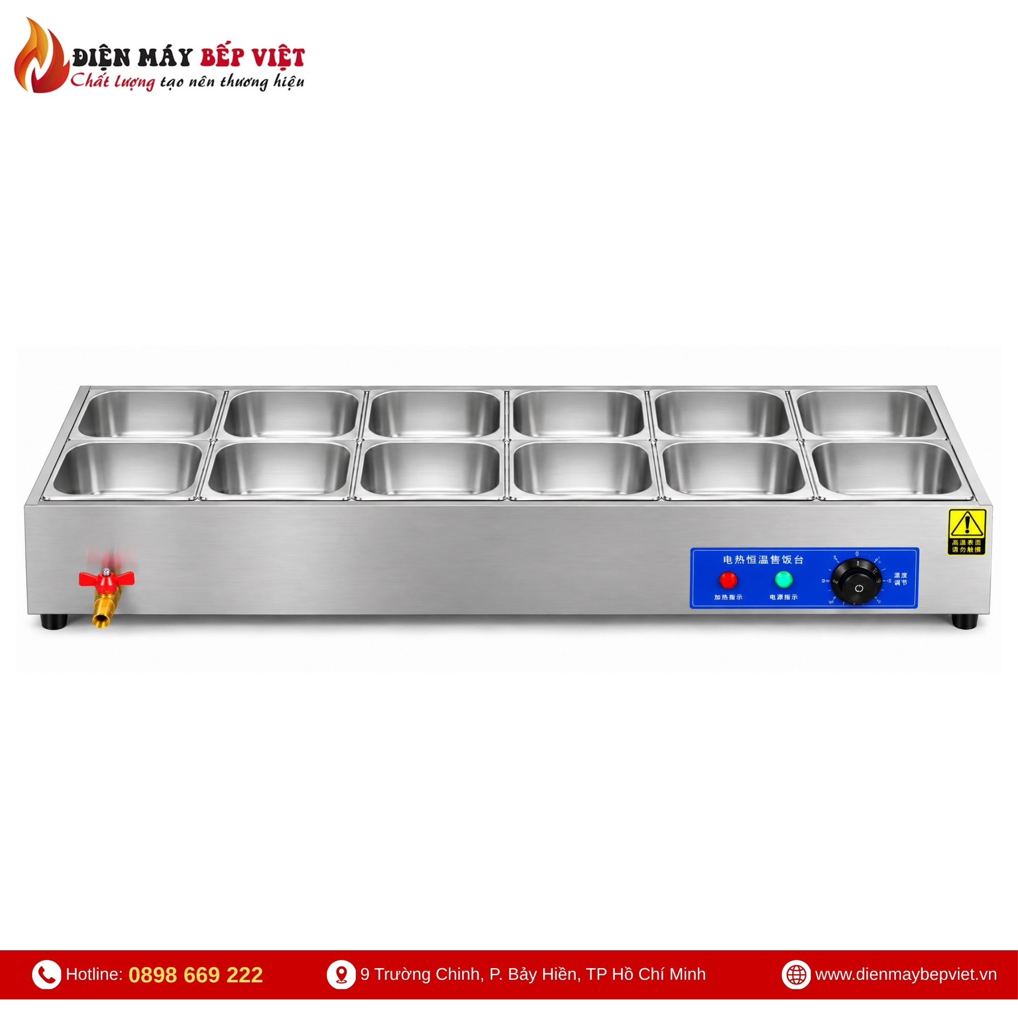 Tủ Giữ Nóng Thức Ăn Để Bàn 2 Hàng 12 Khay 1/2