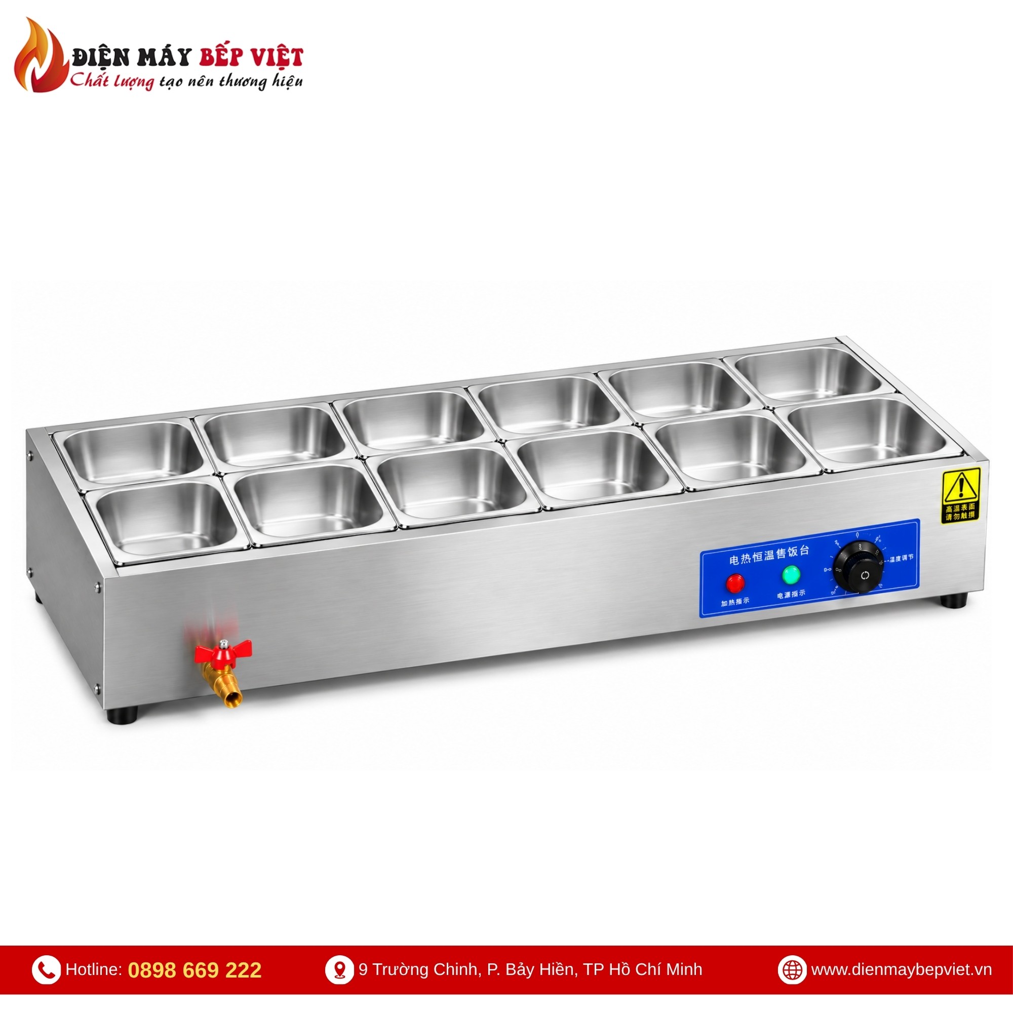 Tủ Giữ Nóng Thức Ăn Để Bàn 2 Hàng 12 Khay 1/2