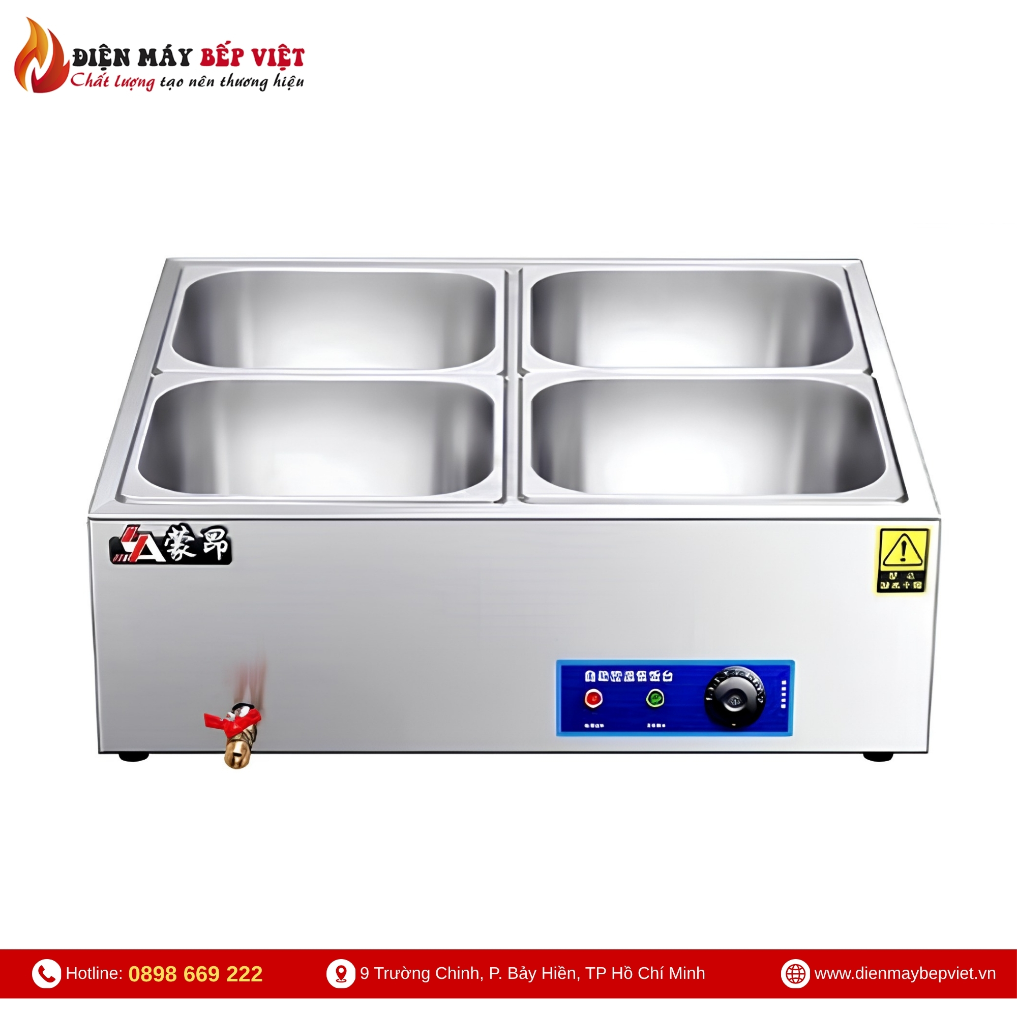 Tủ Giữ Nóng Thức Ăn Để Bàn 2 Hàng 4 Khay 1/2