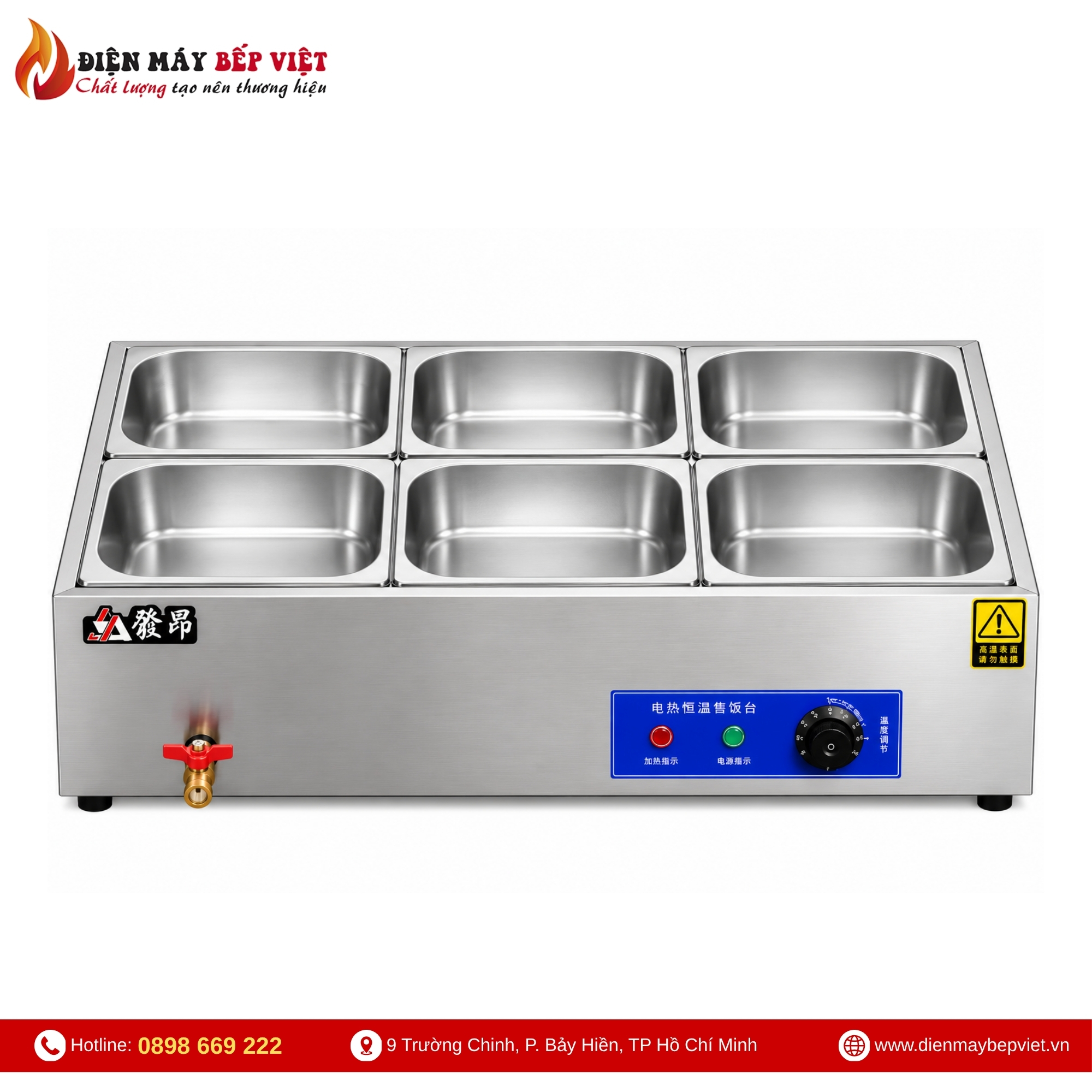 Tủ Giữ Nóng Thức Ăn Để Bàn 2 Hàng 6 Khay 1/2
