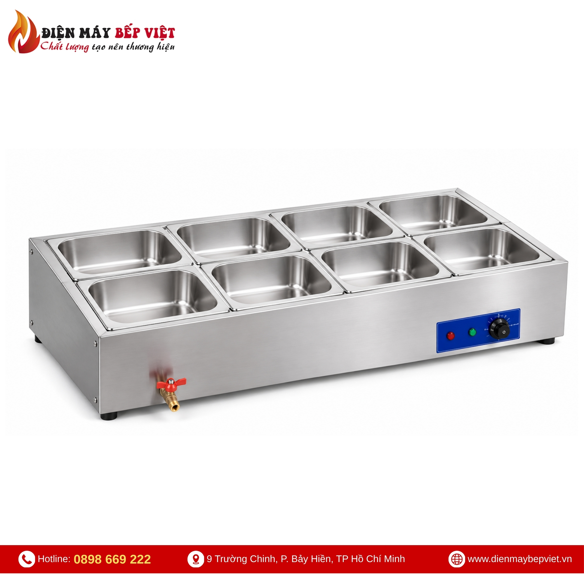 Tủ Giữ Nóng Thức Ăn Để Bàn 2 Hàng 8 Khay 1/2