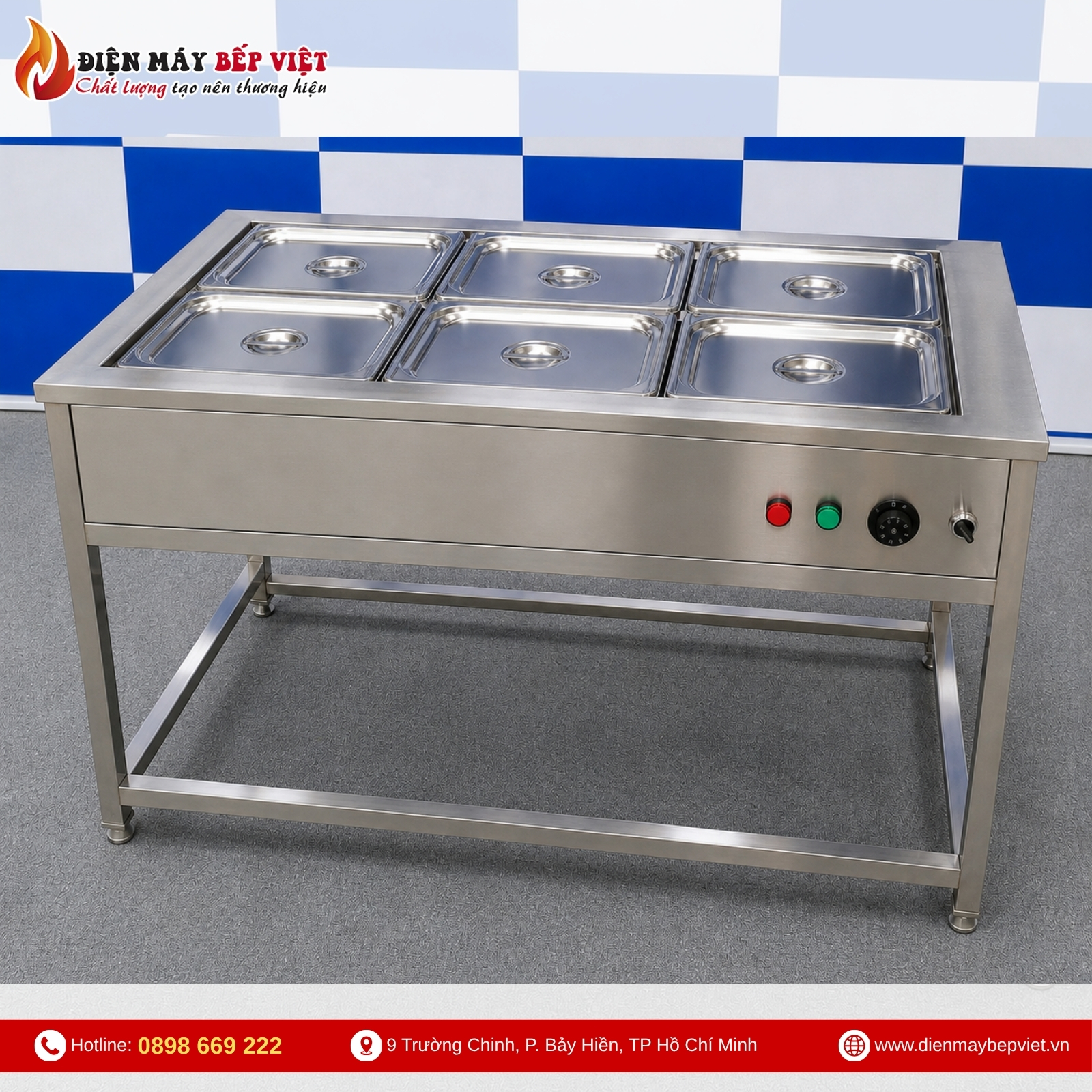 Tủ Hâm Nóng Thức Ăn 6 Khay Có Khung Chân