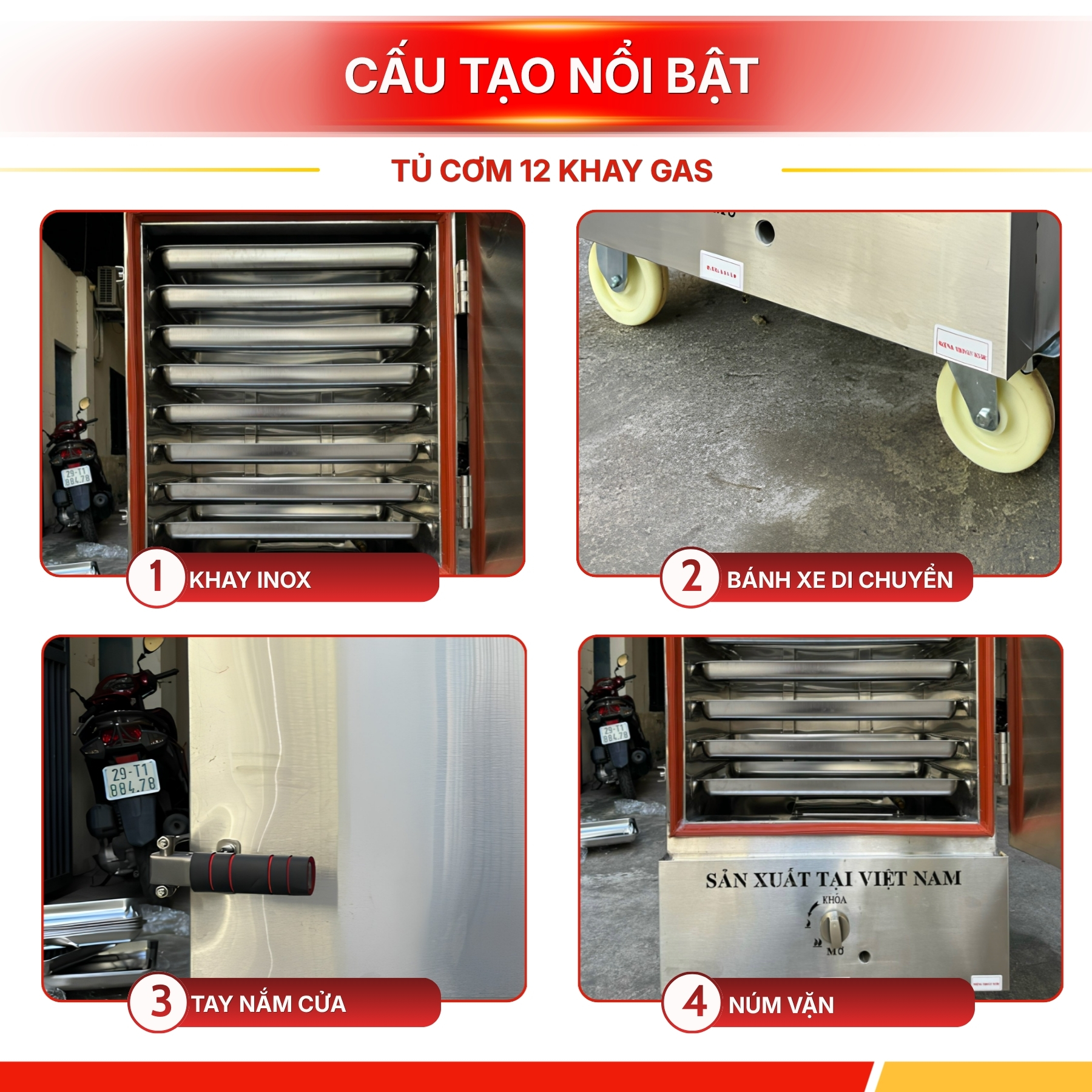 Tủ Nấu Cơm 12 Khay Gas