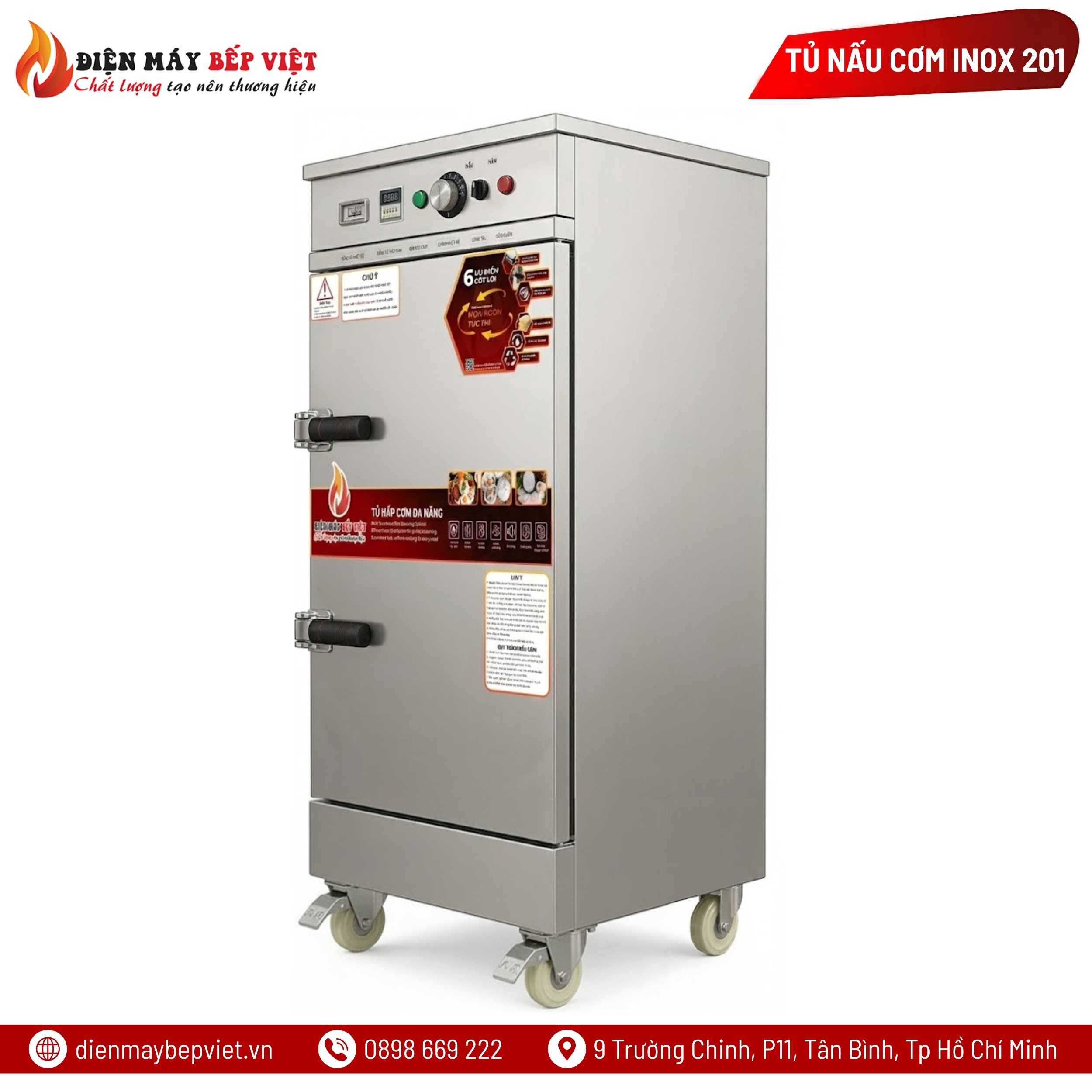 Tủ Nấu Cơm 6 Khay Inox 201