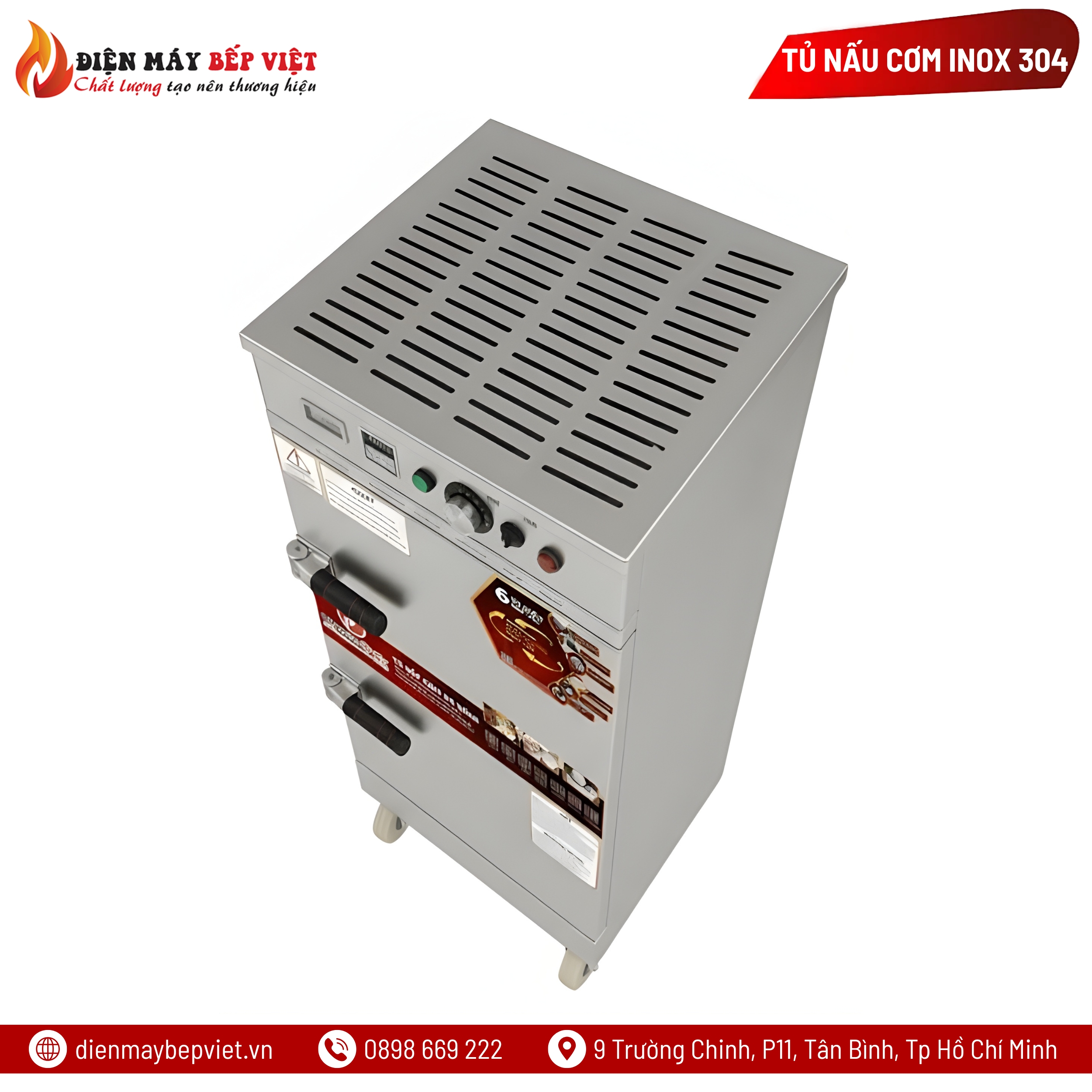 Tủ Nấu Cơm 6 Khay Inox 304 Cao Cấp