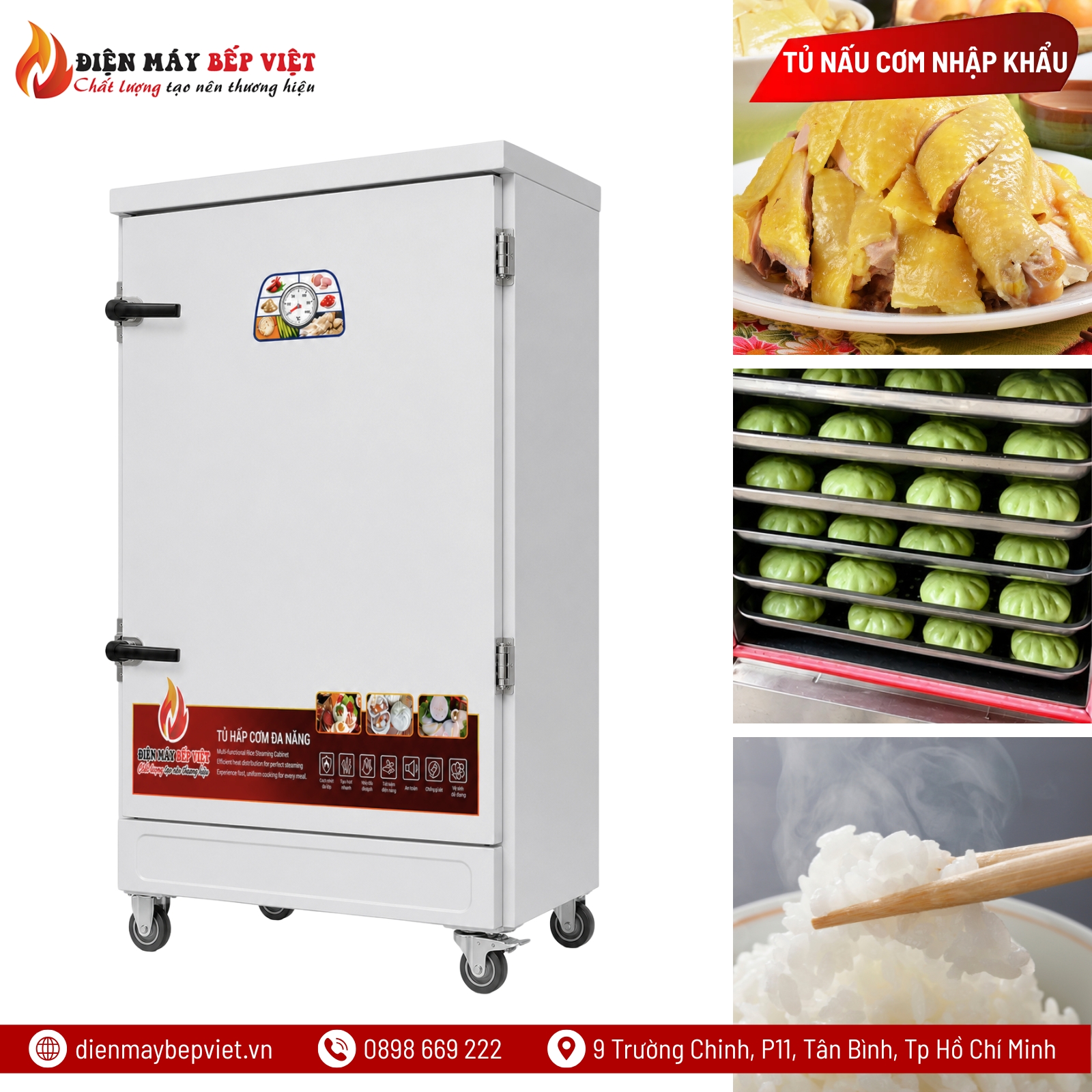 Tủ Nấu Cơm Điện 10 Khay Nhập Khẩu