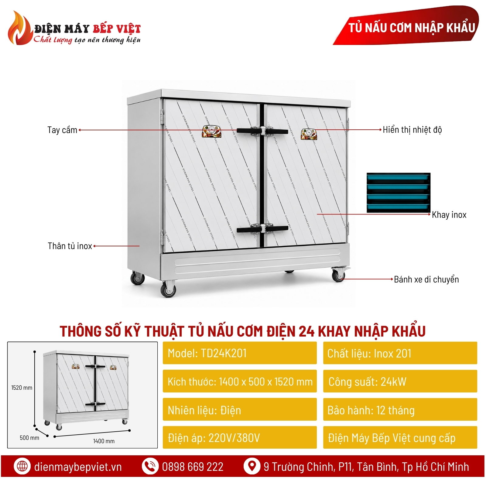 Tủ Nấu Cơm Điện 24 Khay Nhập Khẩu