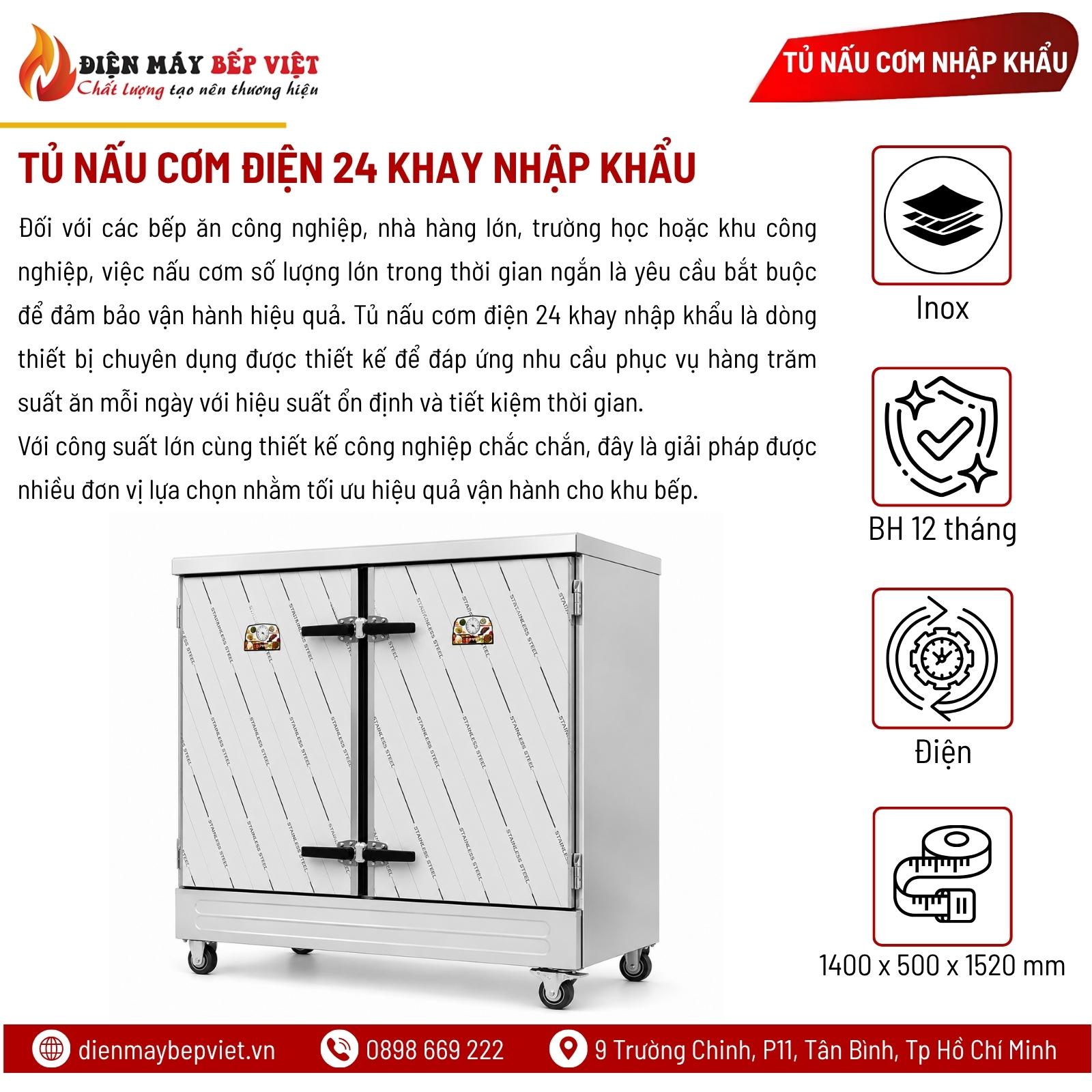 Tủ Nấu Cơm Điện 24 Khay Nhập Khẩu