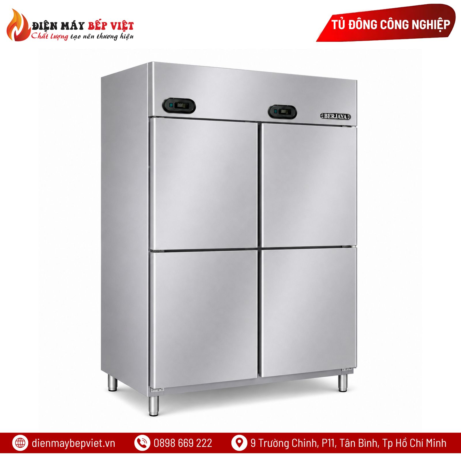 Tủ Nửa Đông Nửa Mát 4 Cánh Inox Berjaya BSDU2F2C/Z