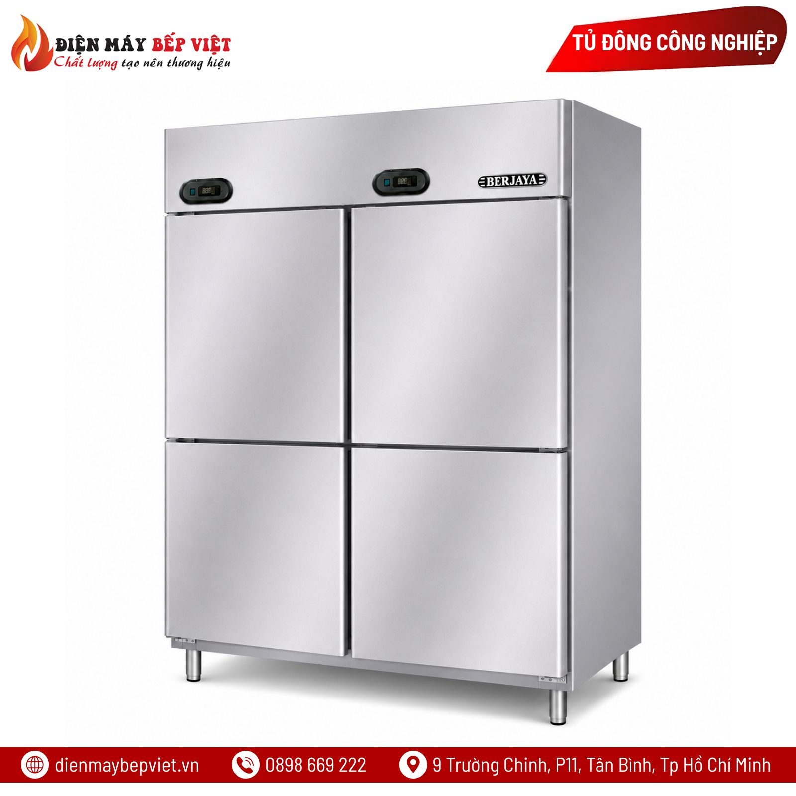 Tủ Nửa Đông Nửa Mát 4 Cánh Inox Berjaya BSDU2F2C/Z