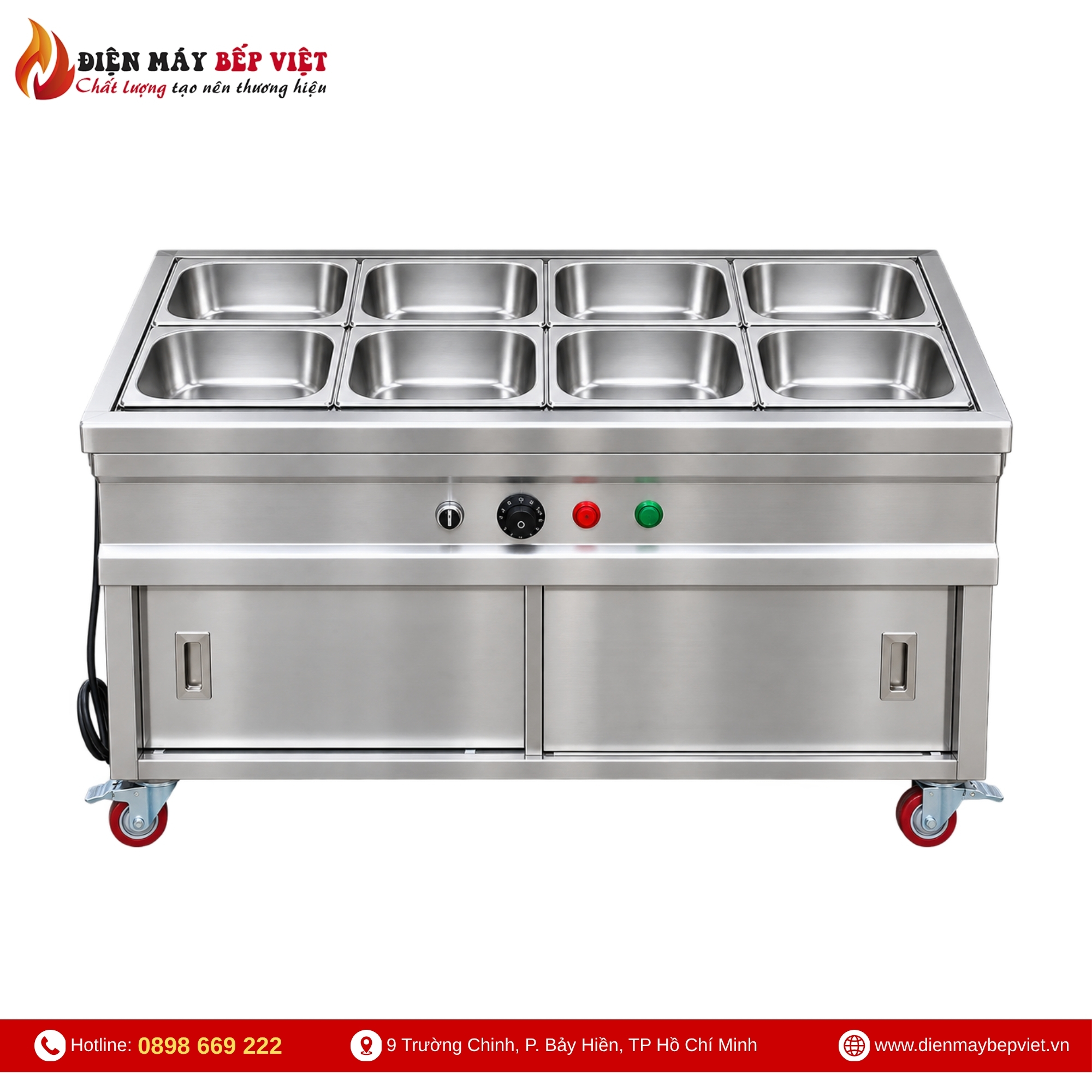 Tủ Quầy Giữ Nóng Thức Ăn 2 Hàng 8 Khay 1/2 (Không Cánh)