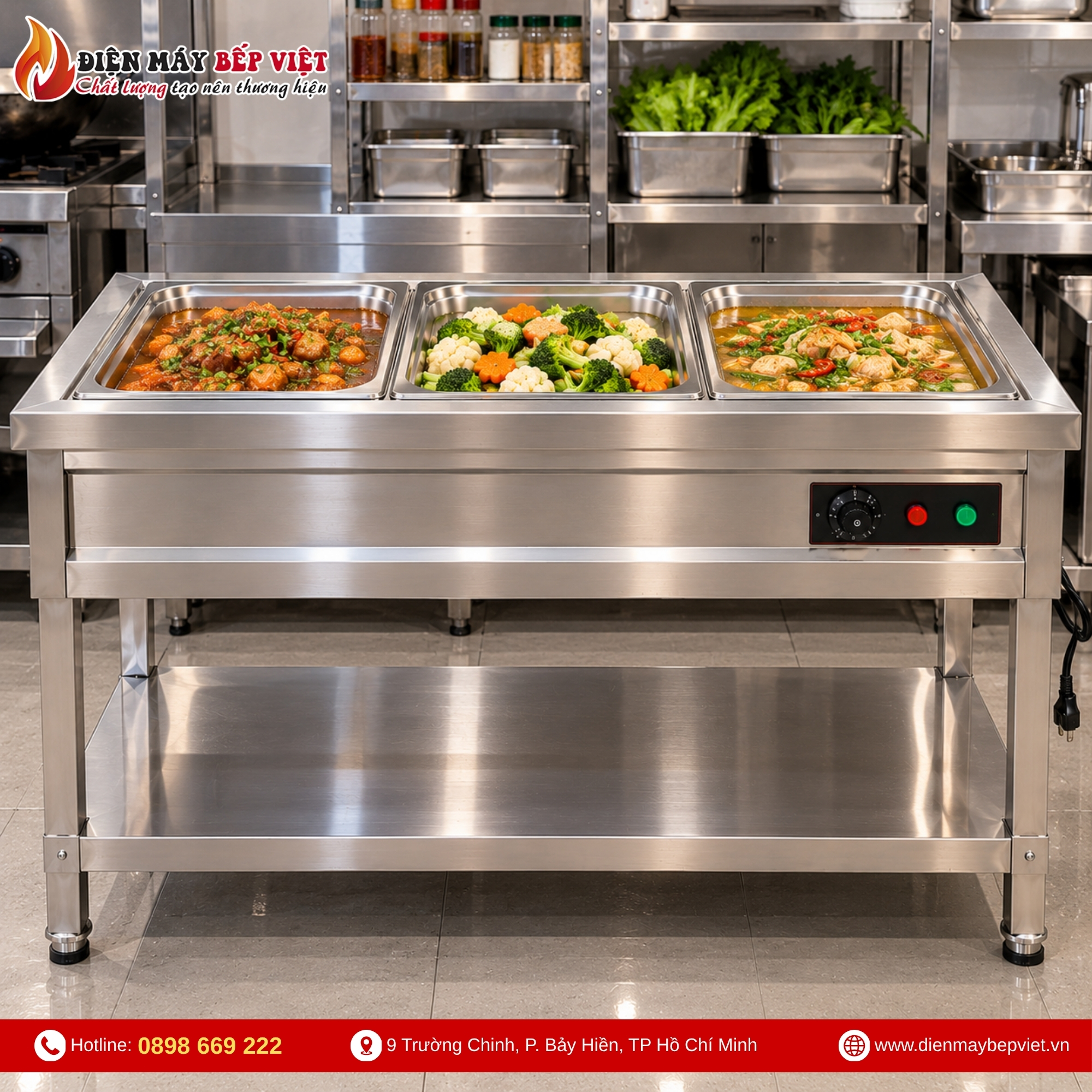Tủ Quầy Giữ Nóng Thức Ăn 3 Khay 1/1