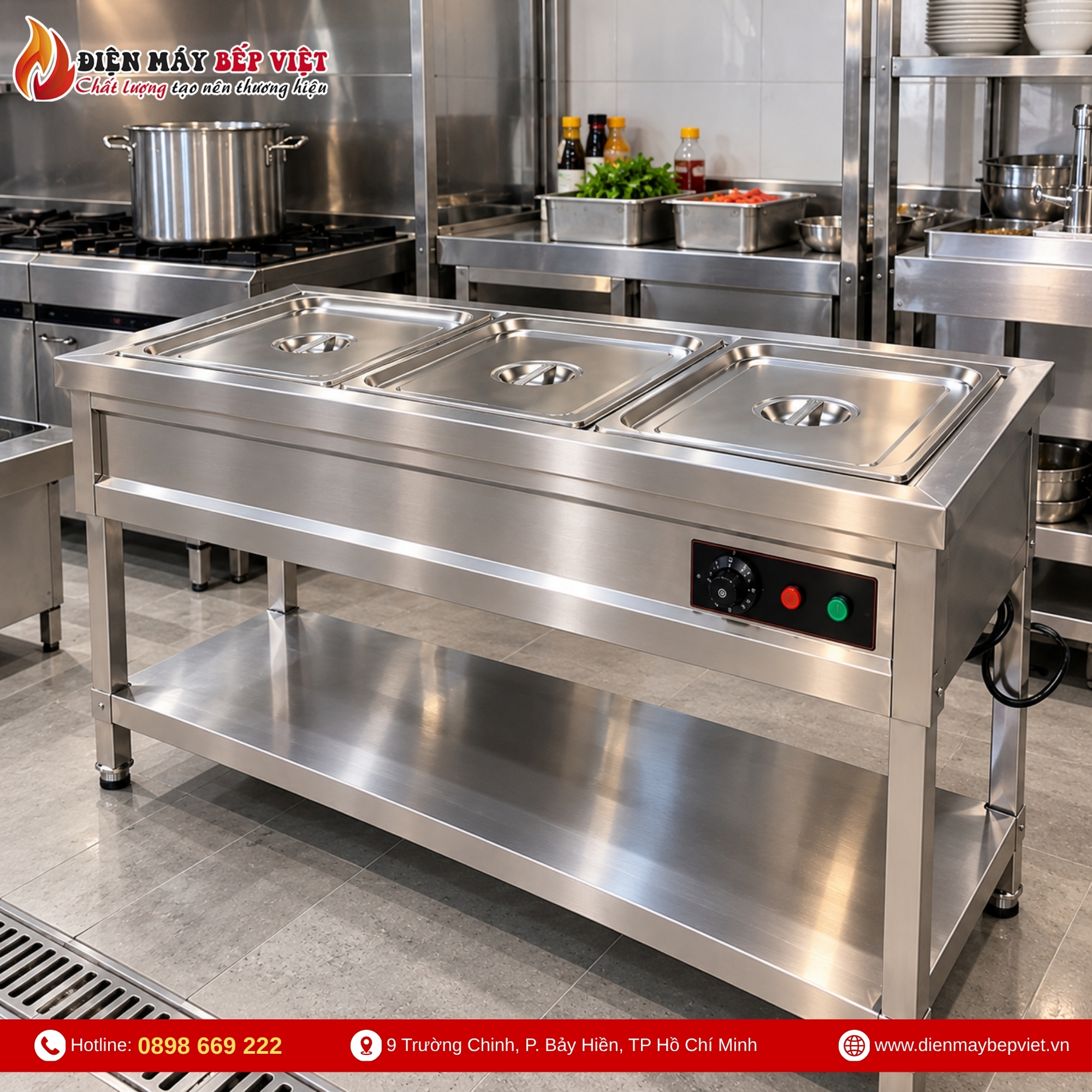 Tủ Quầy Giữ Nóng Thức Ăn 3 Khay 1/1