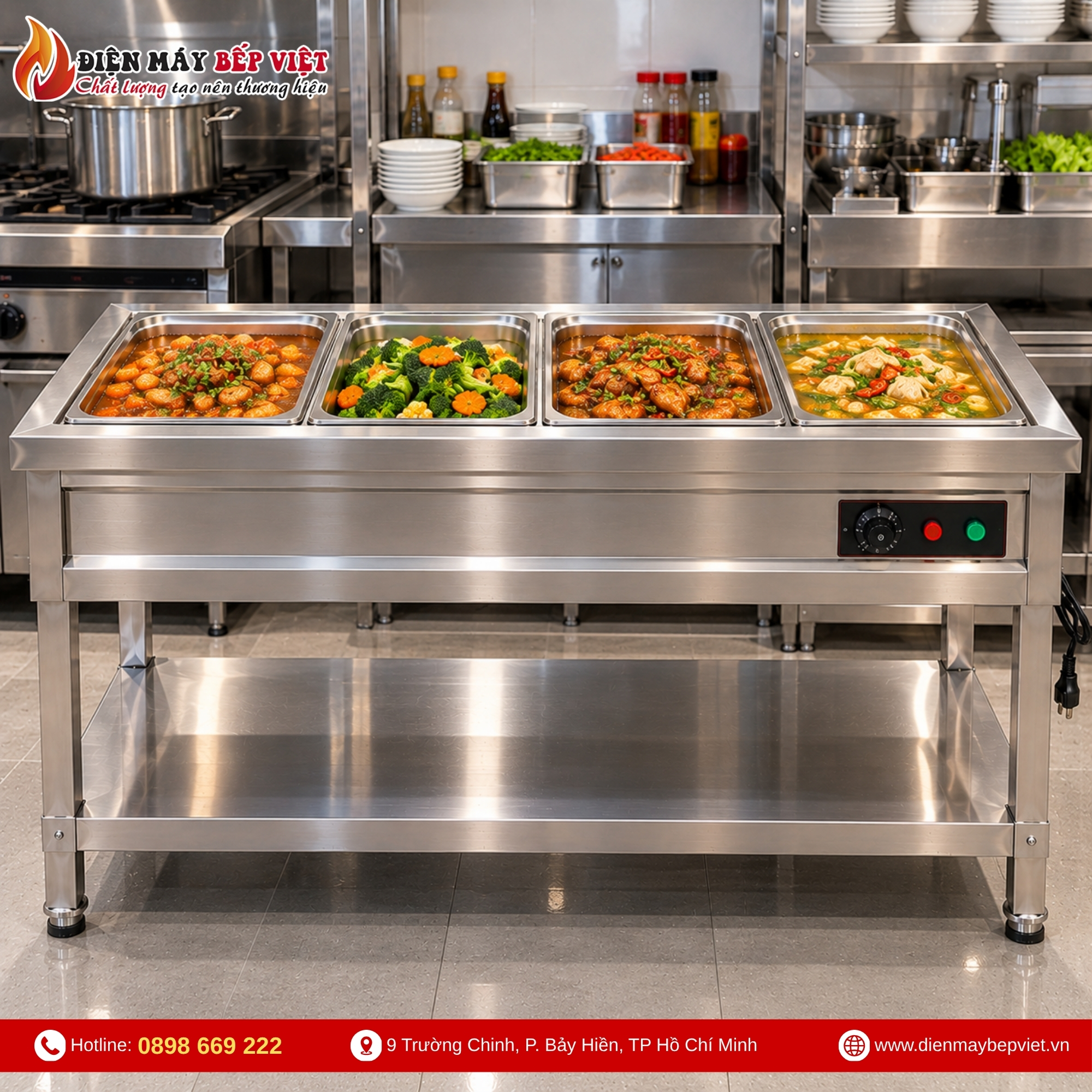 Tủ Quầy Giữ Nóng Thức Ăn 4 Khay 1/1