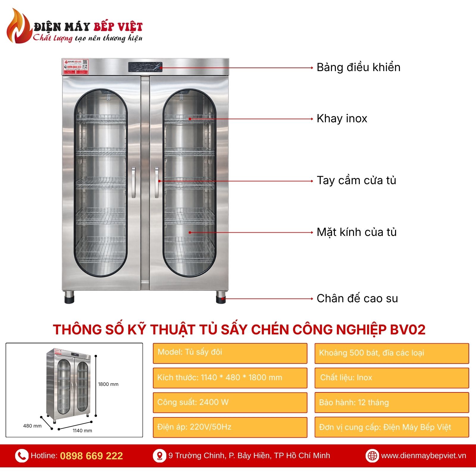 Tủ Sấy Chén Công Nghiệp BV02