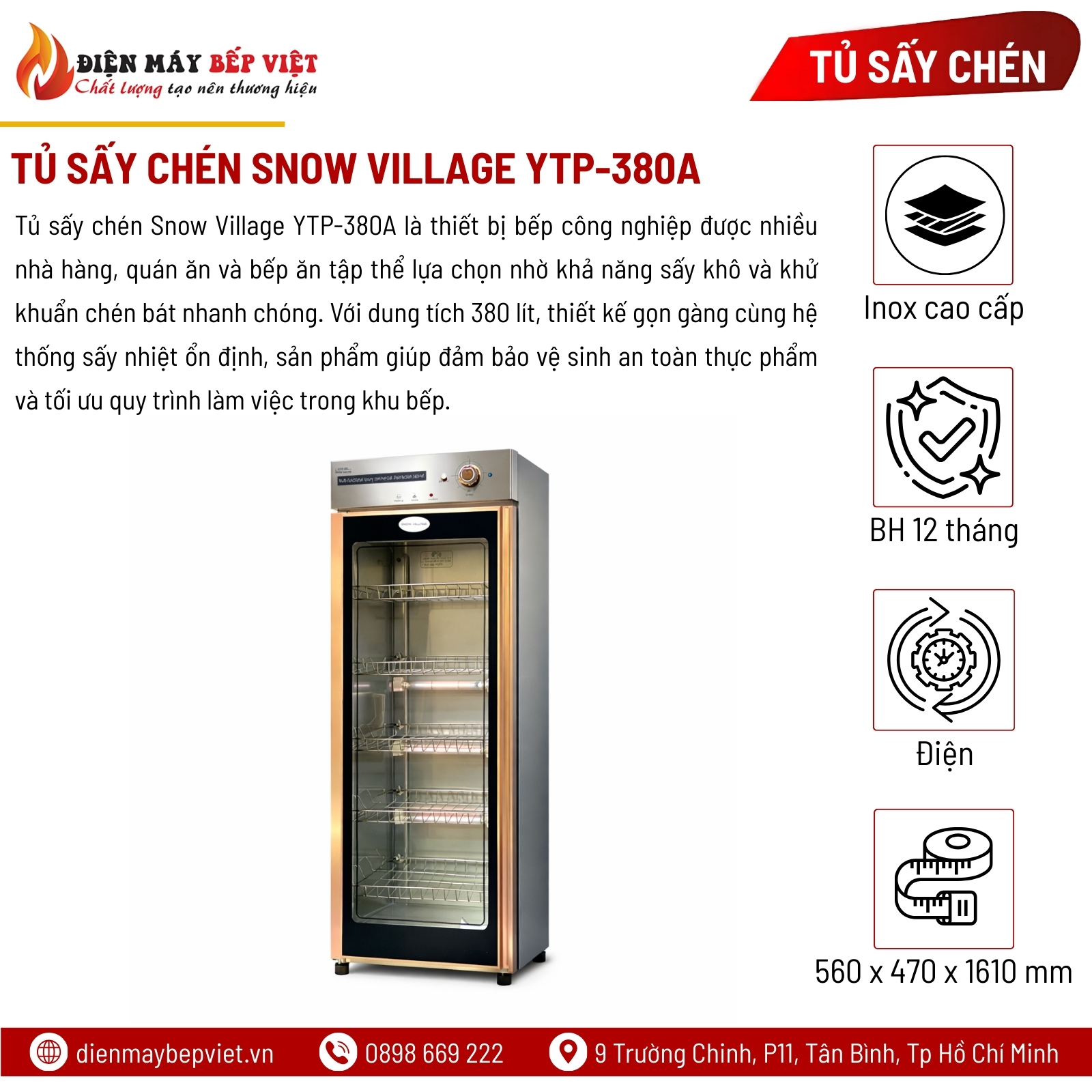 Tủ Sấy Chén Snow Village YTP-380A