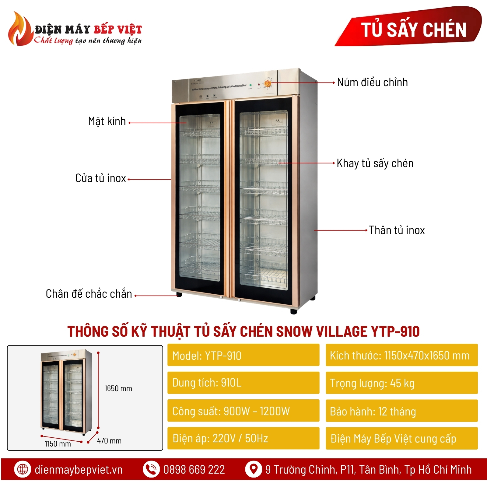 Tủ Sấy Chén Snow Village YTP-910