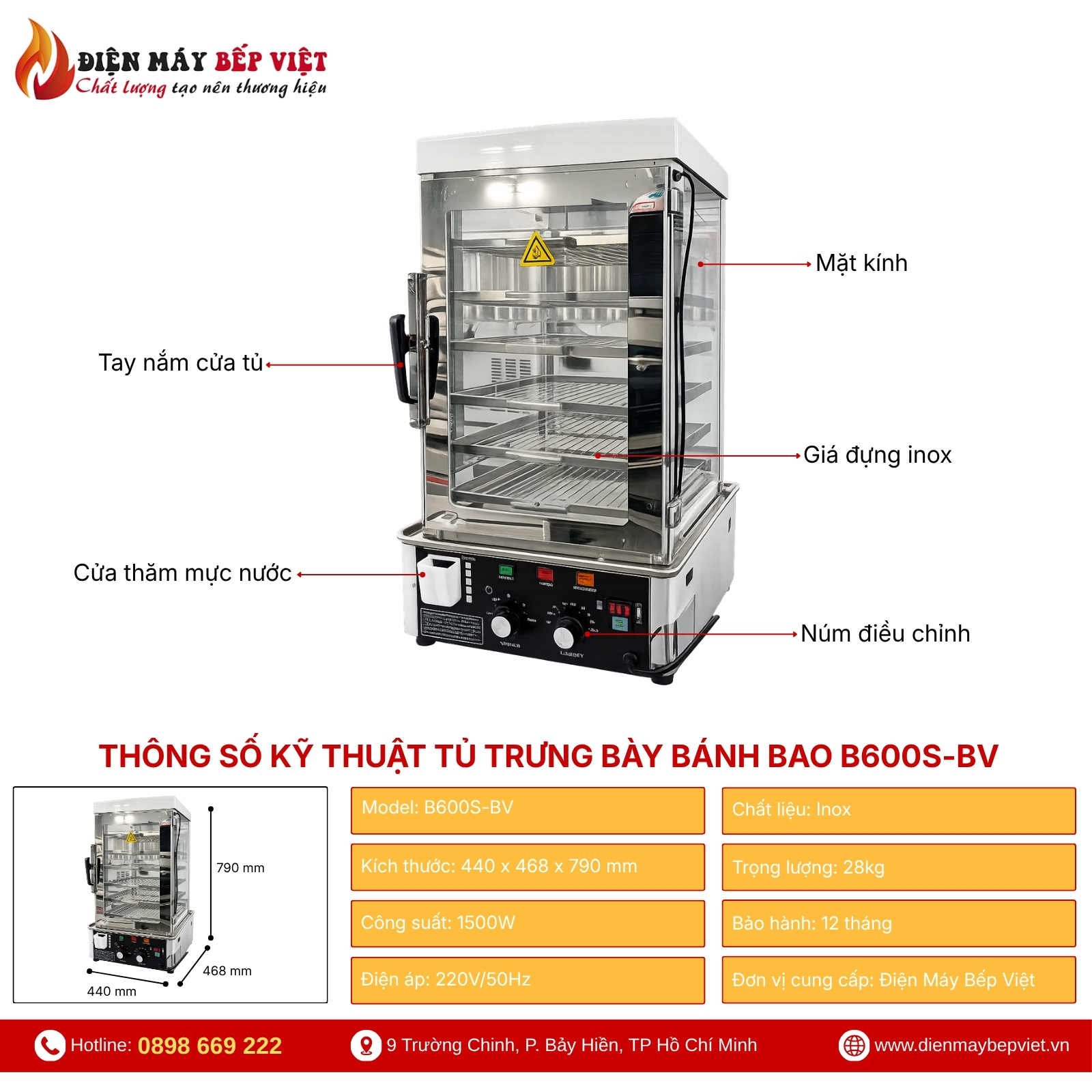 Tủ Trưng Bày Bánh Bao B600S-BV