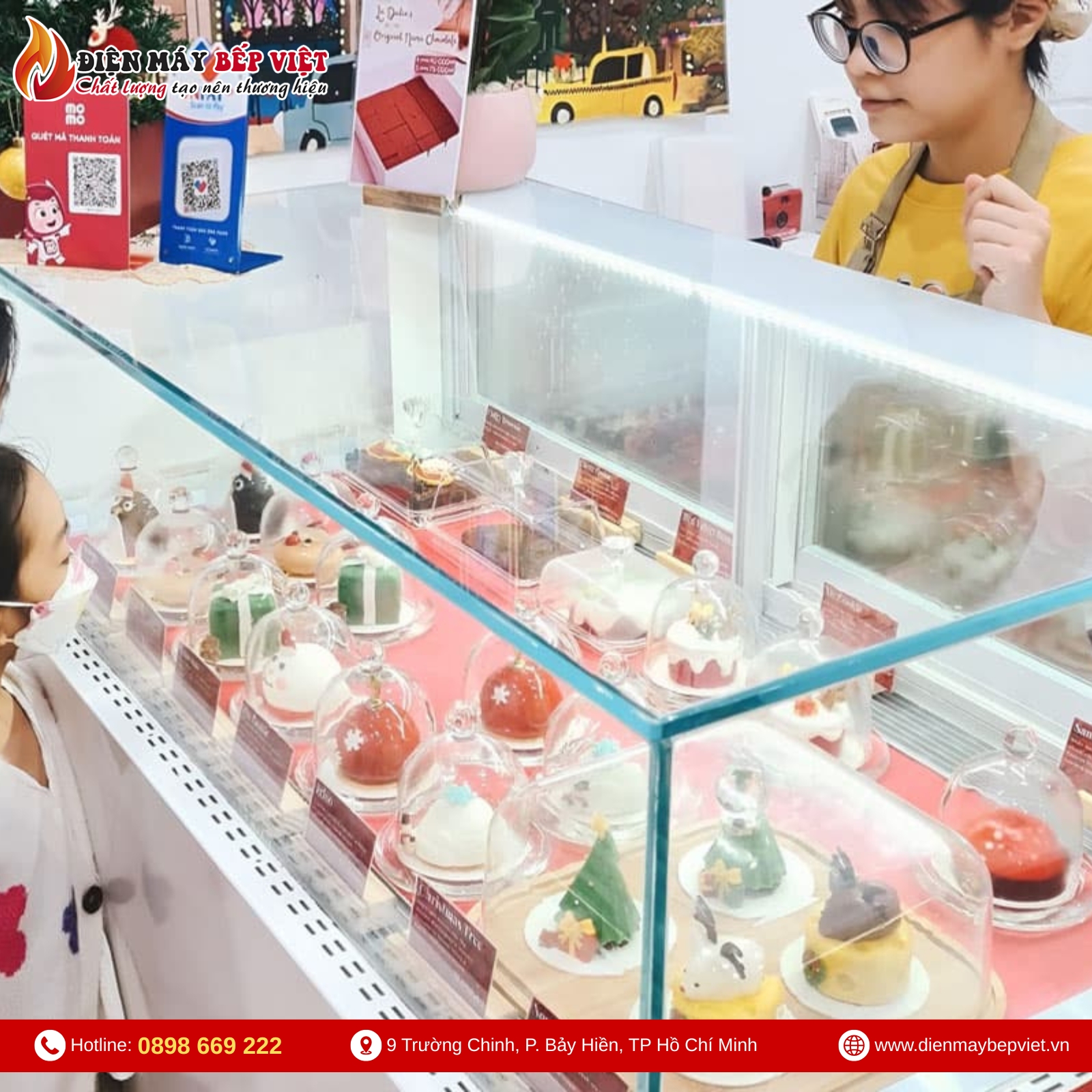 Tủ Trưng Bày Bánh Kem Vuông 90cm Snow Village GB-250-4L.Z1