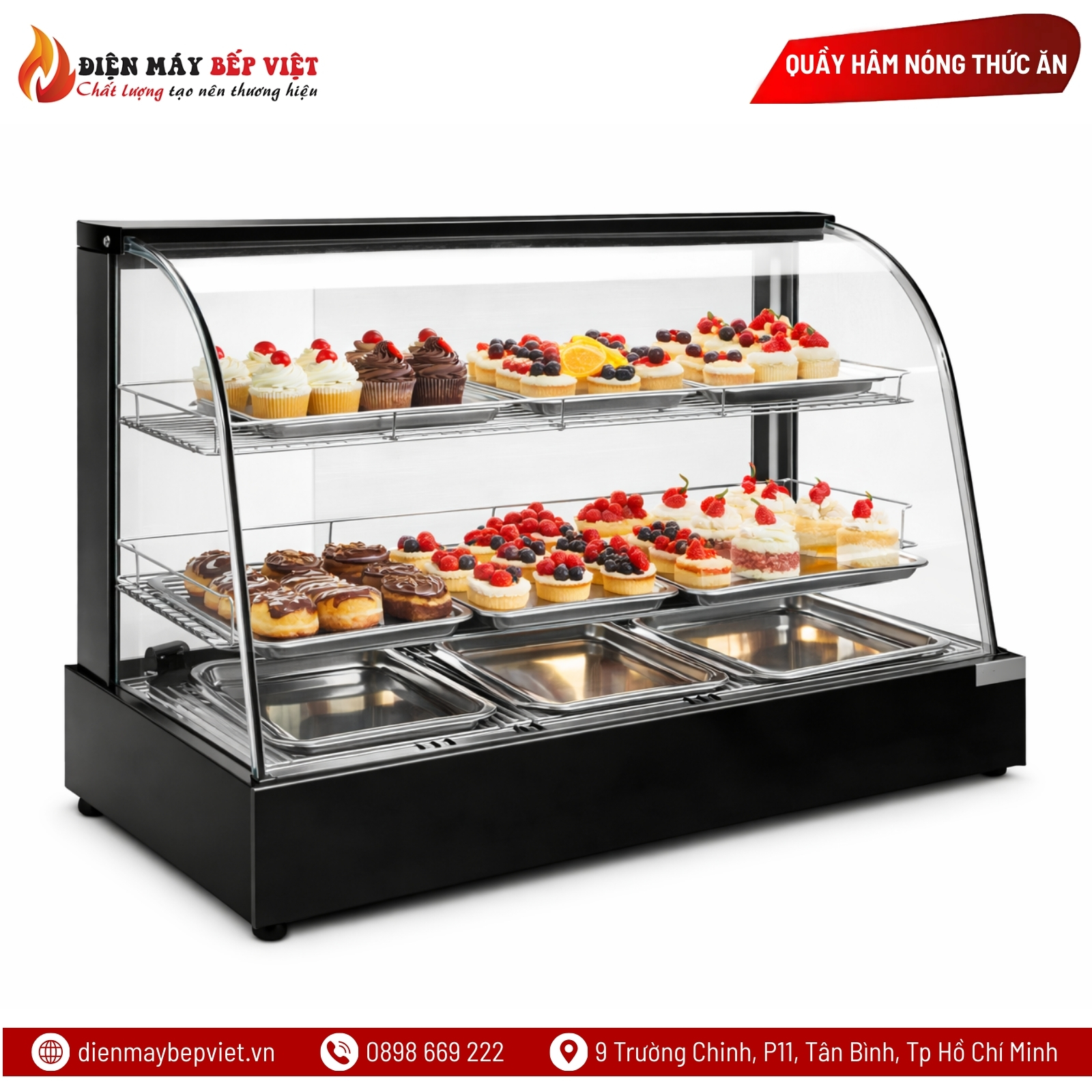 Tủ Trưng Bày Giữ Nhiệt 3 Khay Cao Cấp