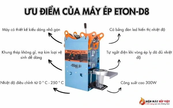 ưu điểm của máy ép miệng ly eton-d8