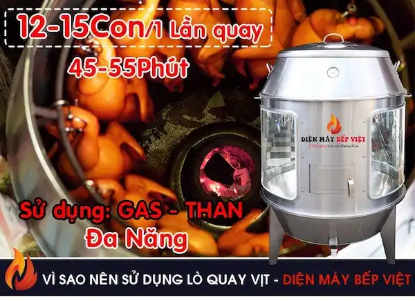 Sử dụng Lò Quay Vịt 90 Kính Gas giúp thịt vịt chín đều, an toàn vệ sinh thực phẩm