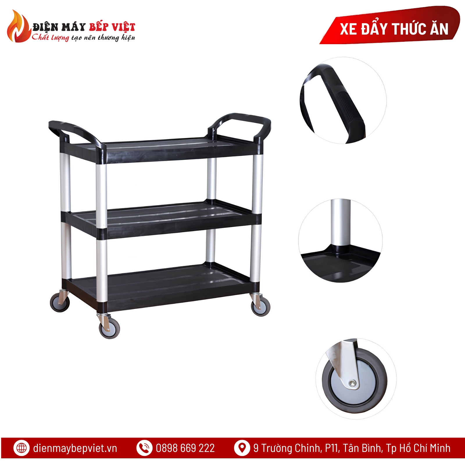 Xe Đẩy Thức Ăn 3 Tầng (Nhựa) NPL-010B