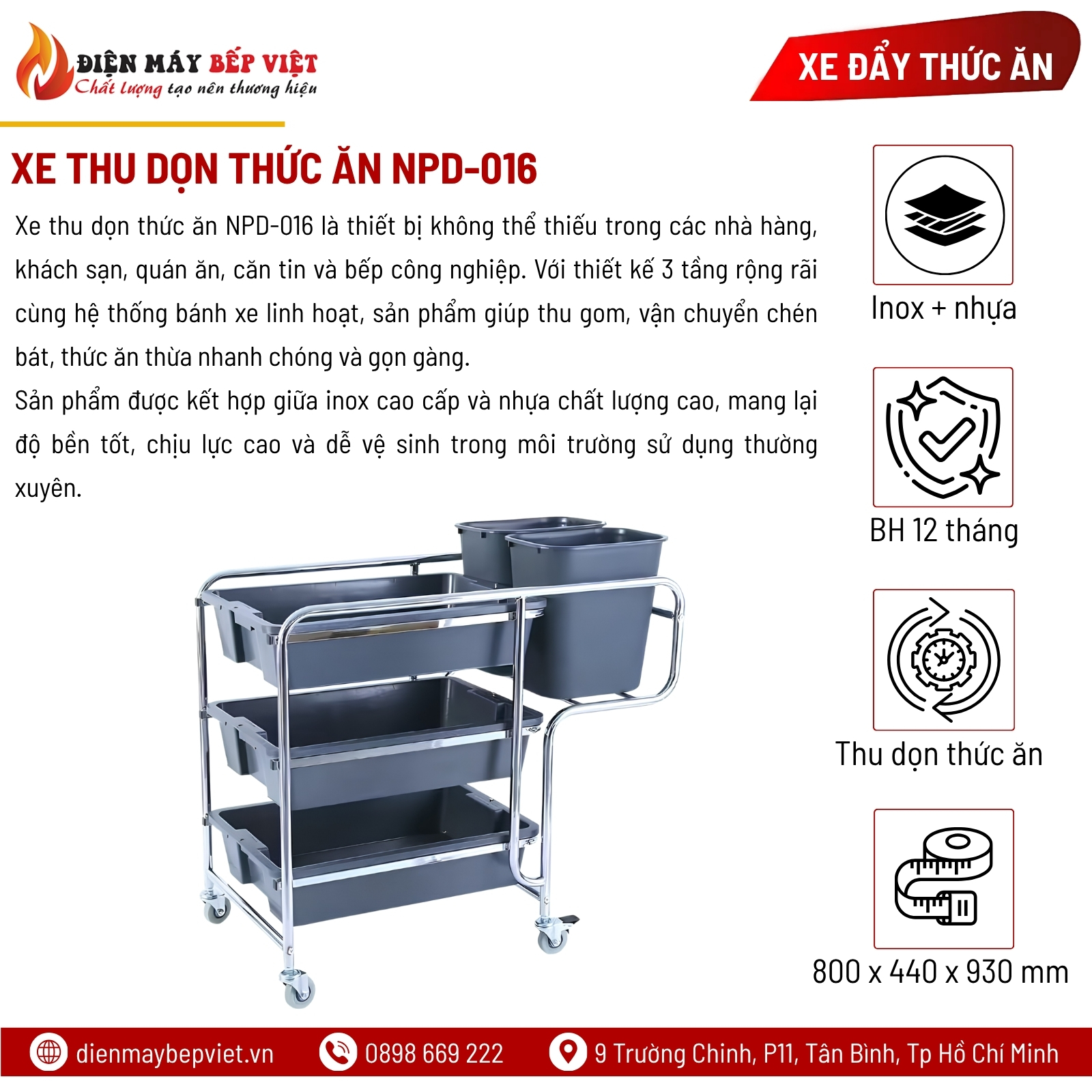 Xe Thu Dọn Thức Ăn NPD-016