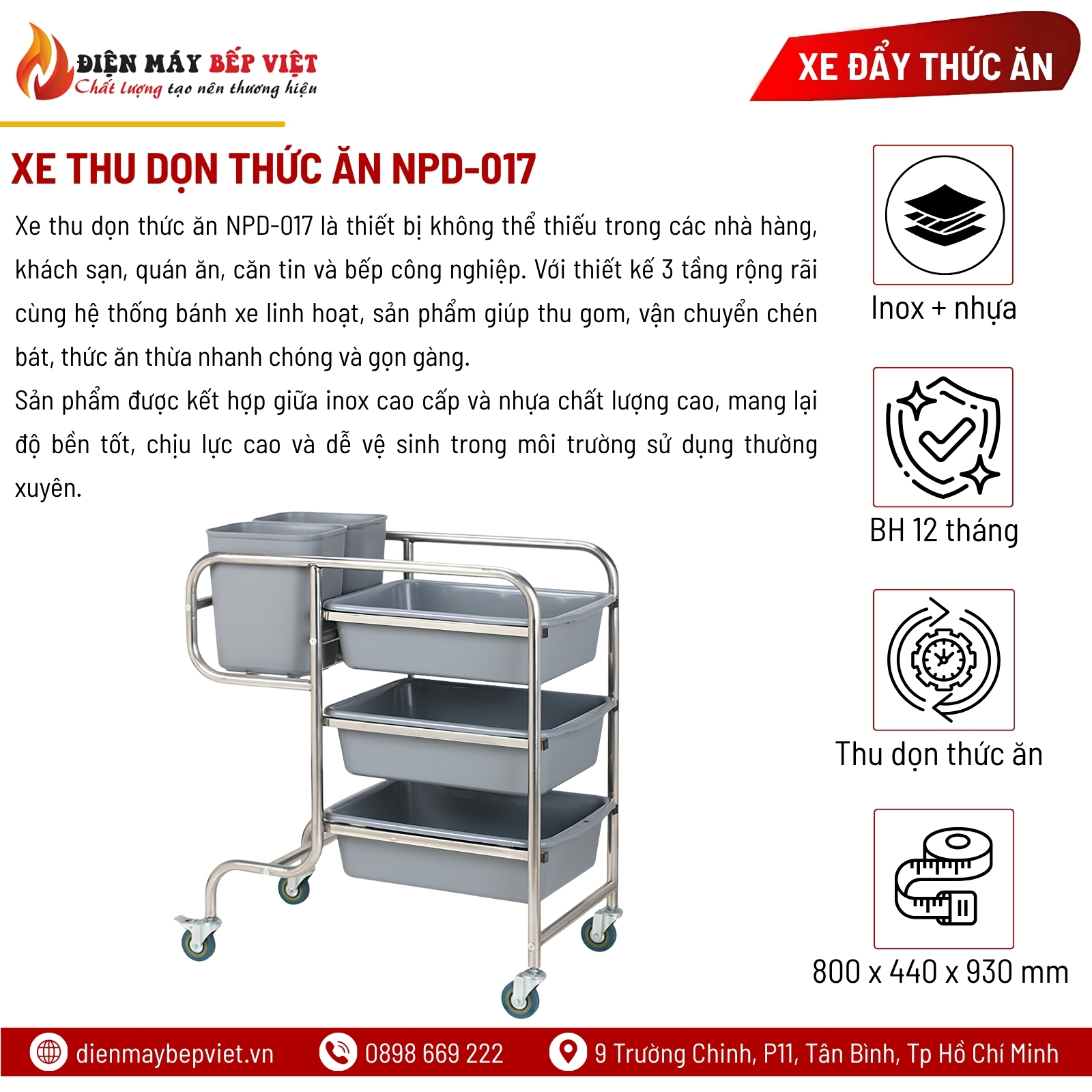 Xe Thu Dọn Thức Ăn NPD-017