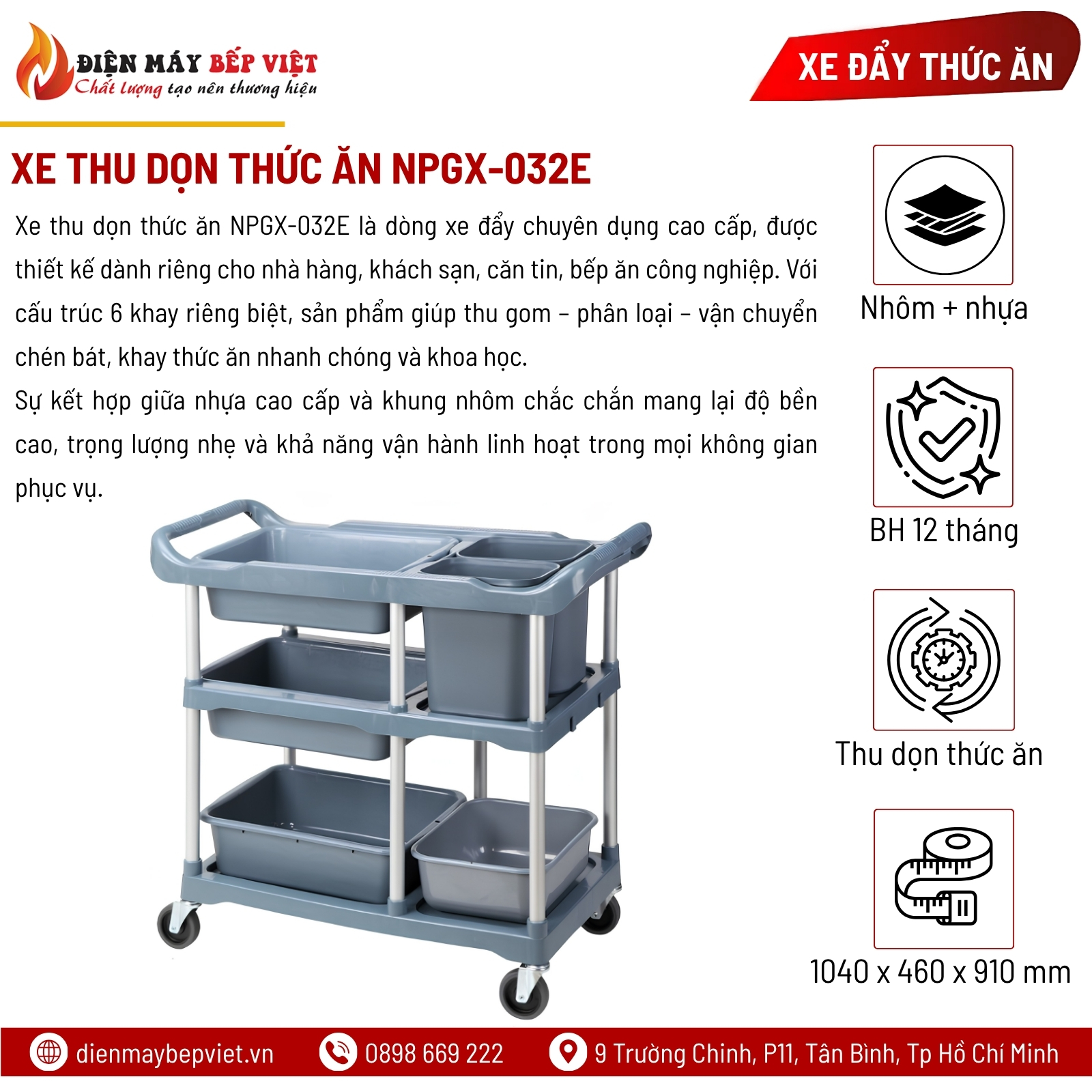 Xe Thu Dọn Thức Ăn NPGX-032E