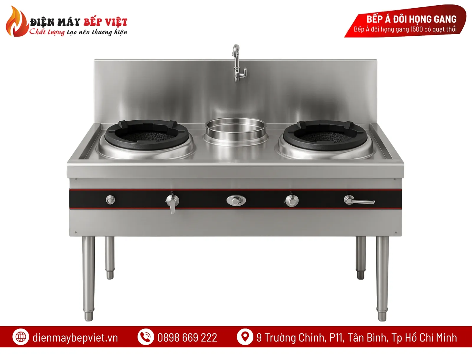 Bếp Á Đôi Họng Gang 1500 Có Quạt Thổi