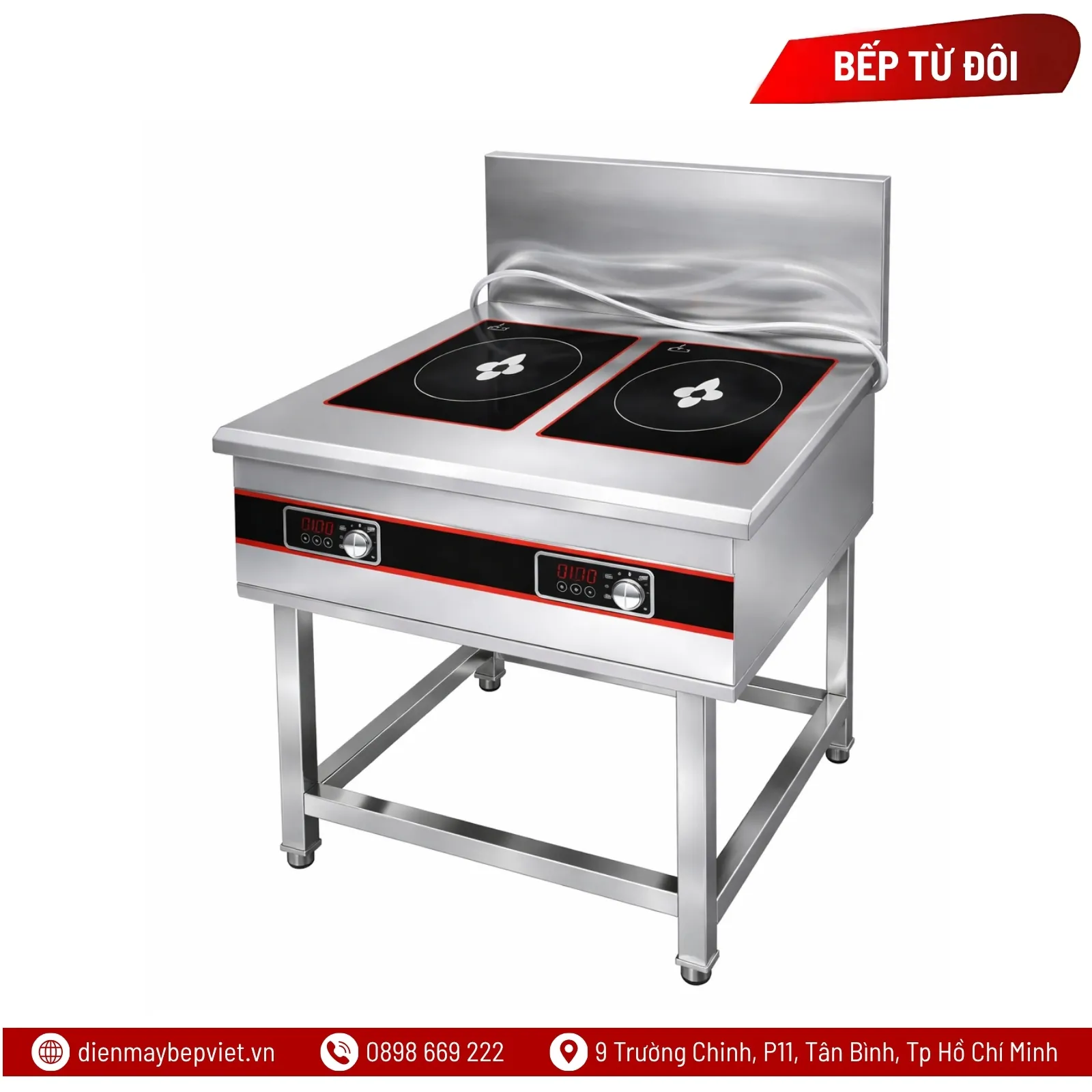 Bếp Âu 2 Điện Từ 5kW Chiều Ngang Chân Cao