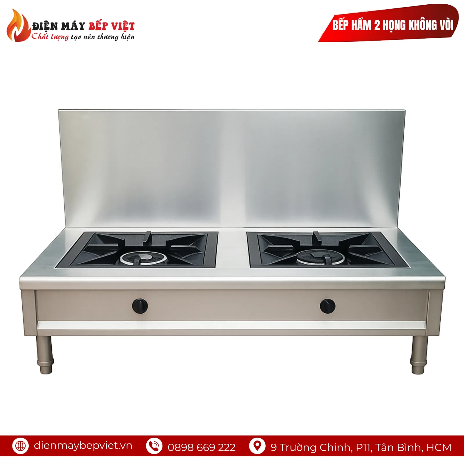 Bếp Hầm Công Nghiệp 2 Họng Không Vòi Nước