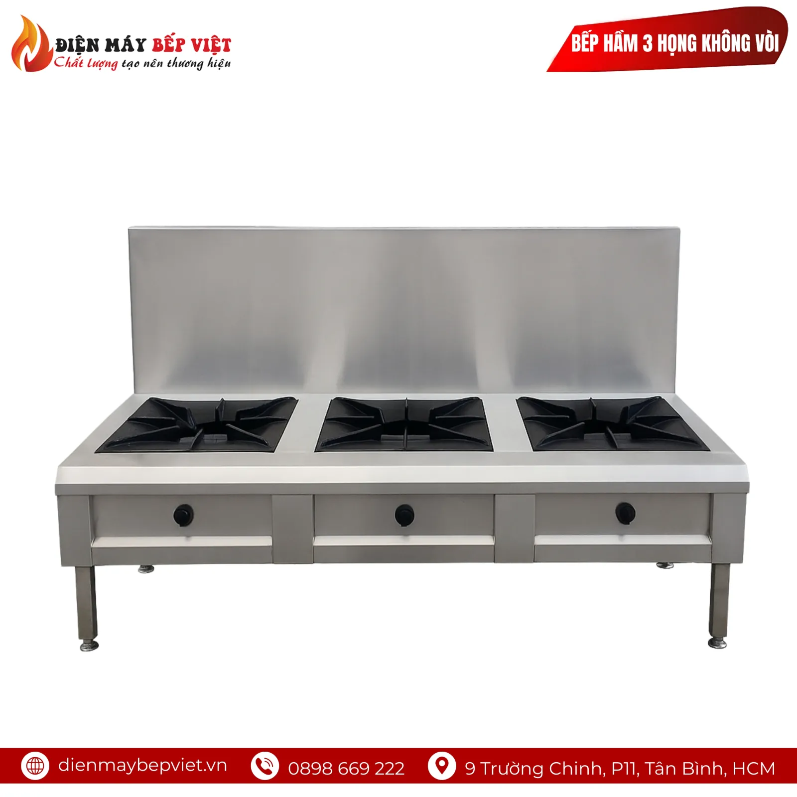 Bếp Hầm Công Nghiệp 3 Họng Không Vòi Nước