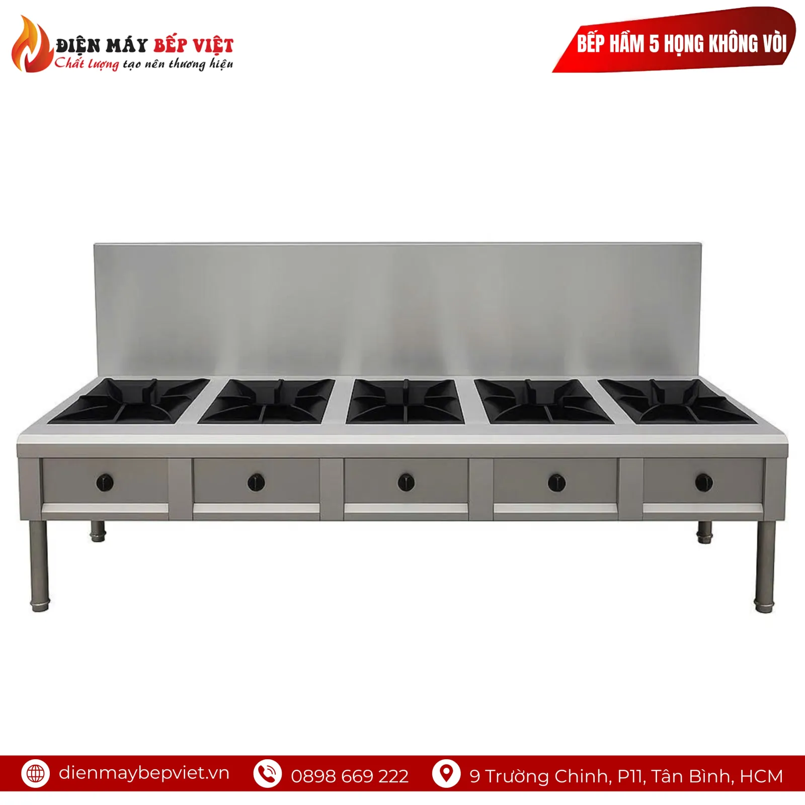 Bếp Hầm Công Nghiệp 5 Họng Không Vòi Nước