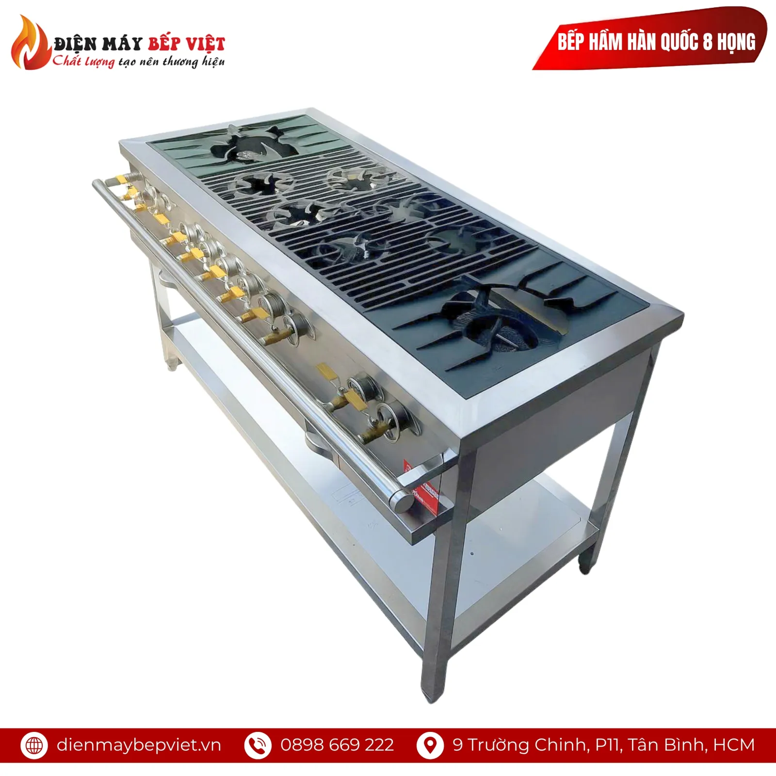 Bếp Hầm Hàn Quốc 2 Họng Lớn - 6 Họng Nhỏ