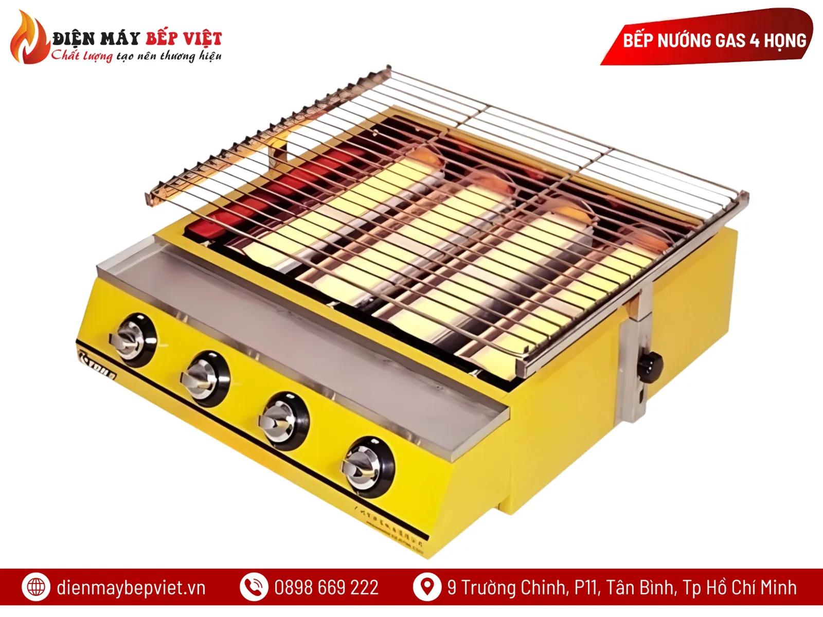 Bếp Nướng Gas Không Khói 4 Họng Dài – K255
