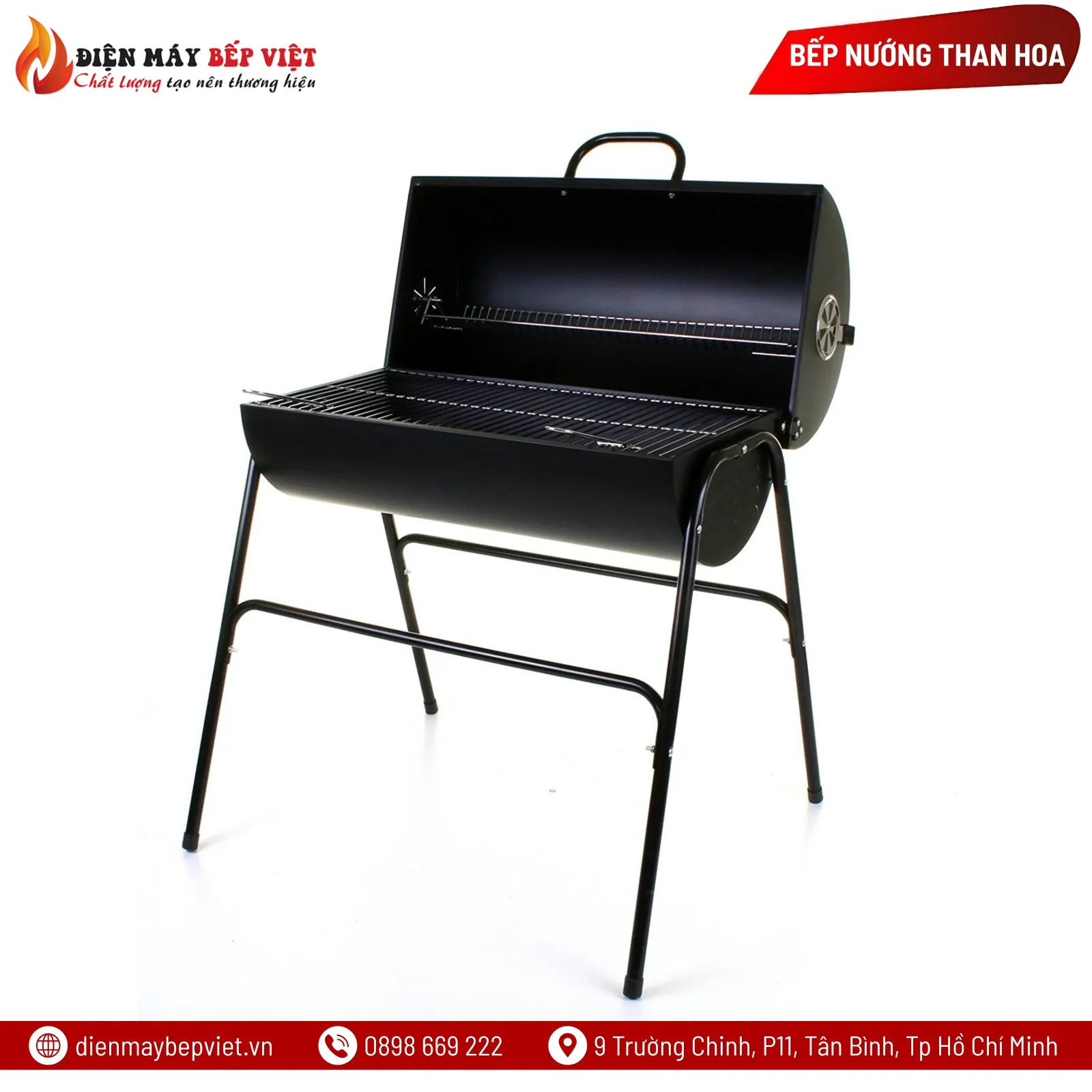 Bếp Nướng Than Hoa Barel Có Nắp Đậy