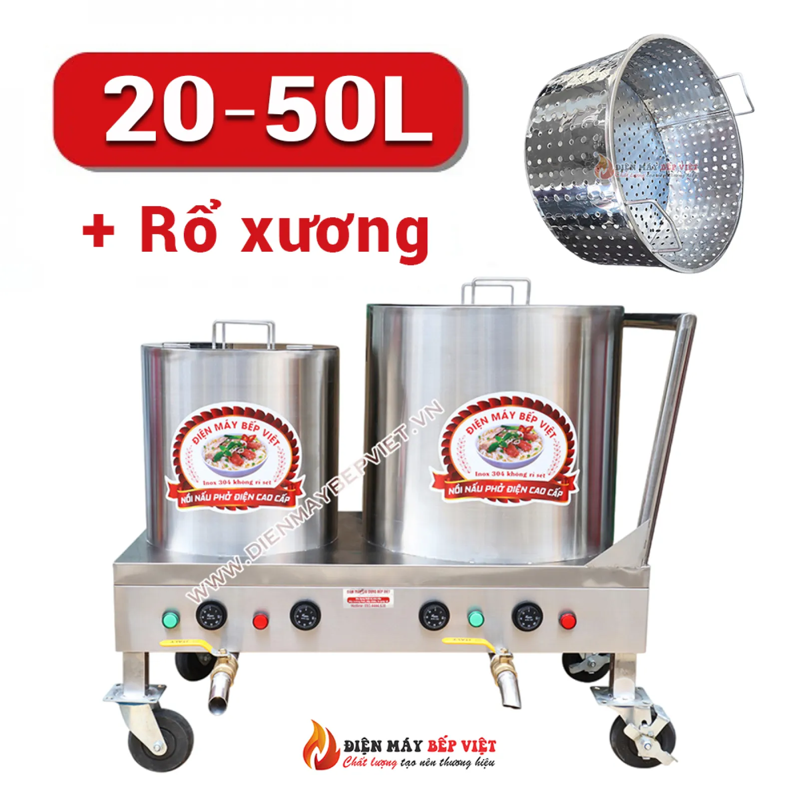 Bộ Nấu Phở 20L-50L+ Rổ Xương